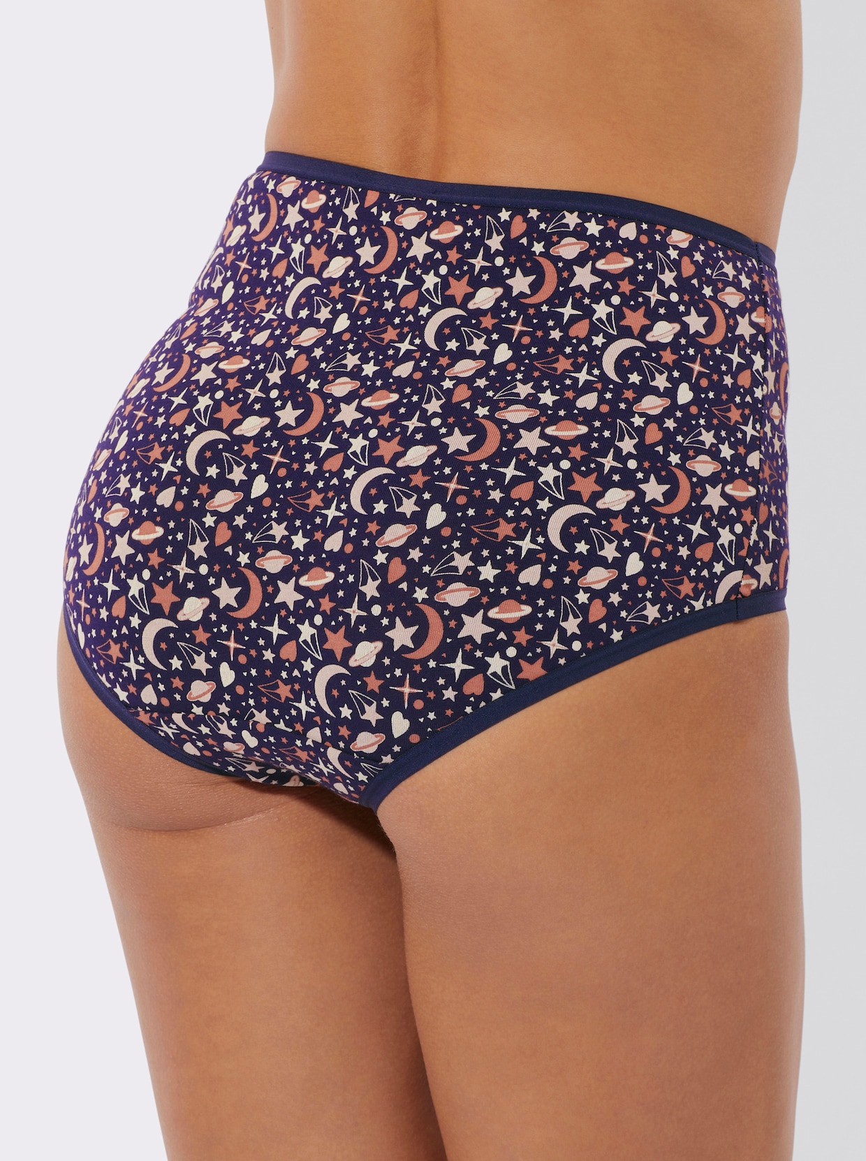 Taillenslip - marine-bedruckt + marine + rosenholz