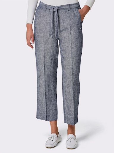 CREATION L PREMIUM Leinenhose mit Bindegürtel - marine