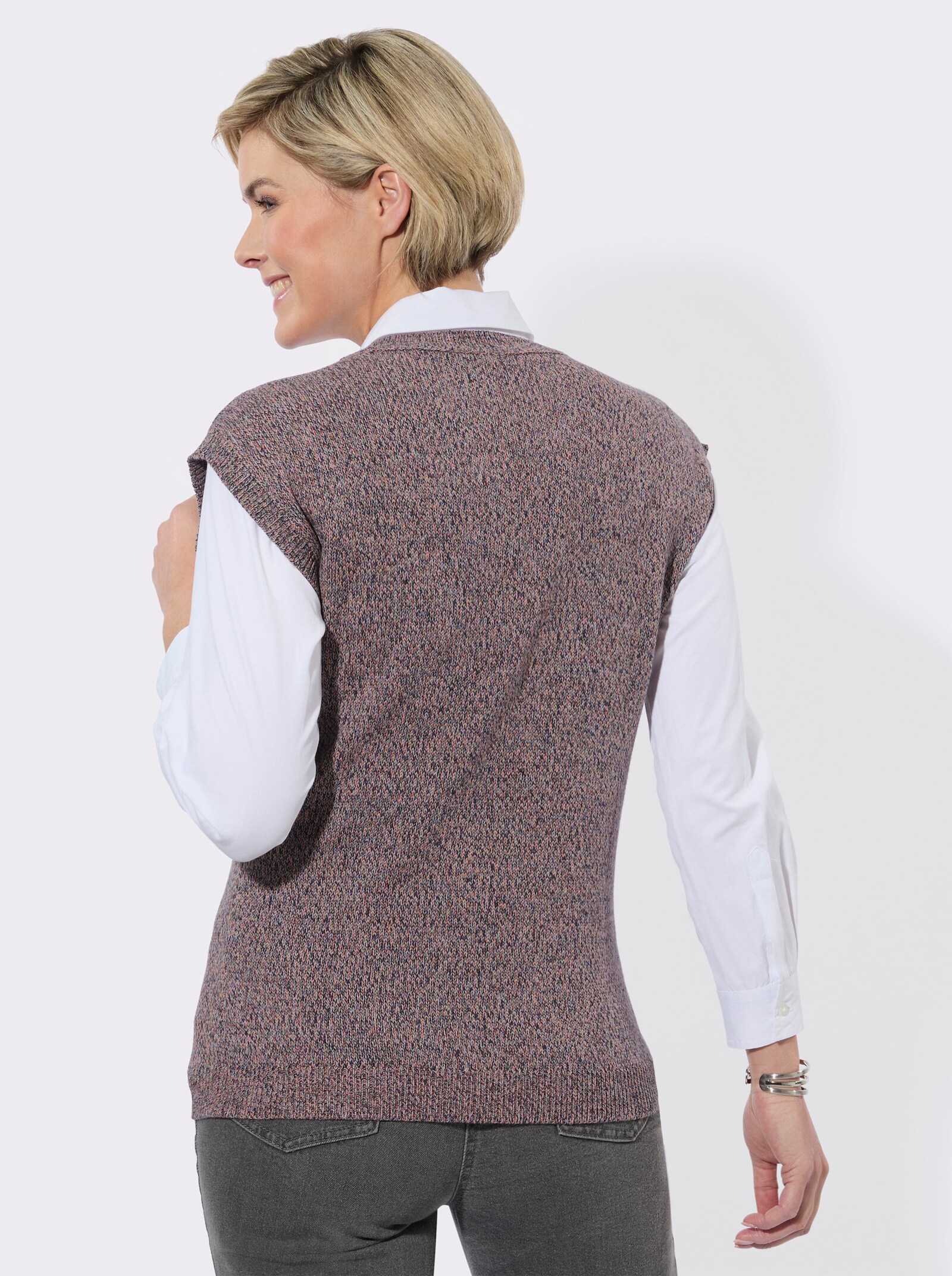 Pullunder in Melange-Optik - marine-papaya-meliert