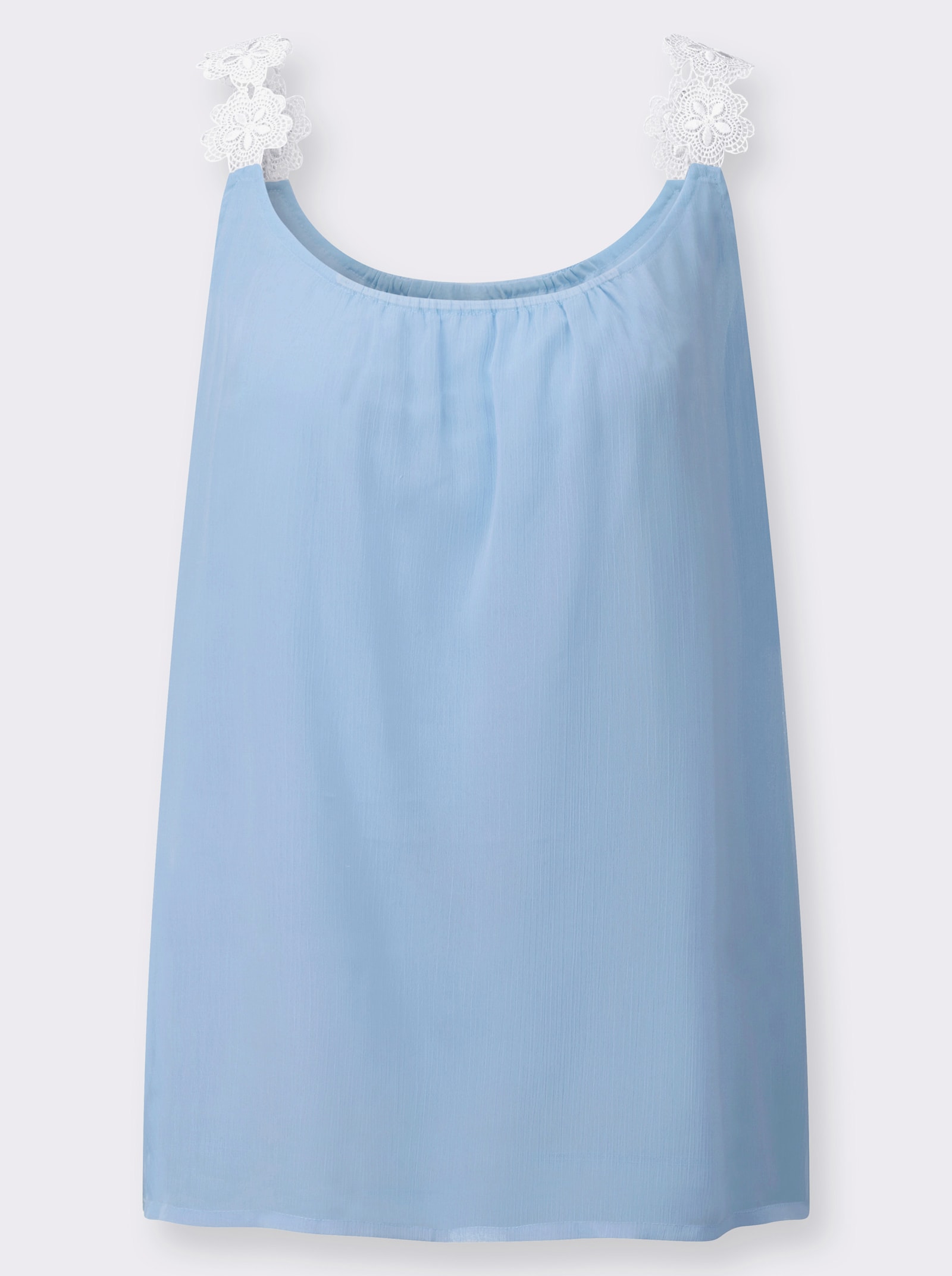 Blousetop met kanten bandjes - ijsblauw