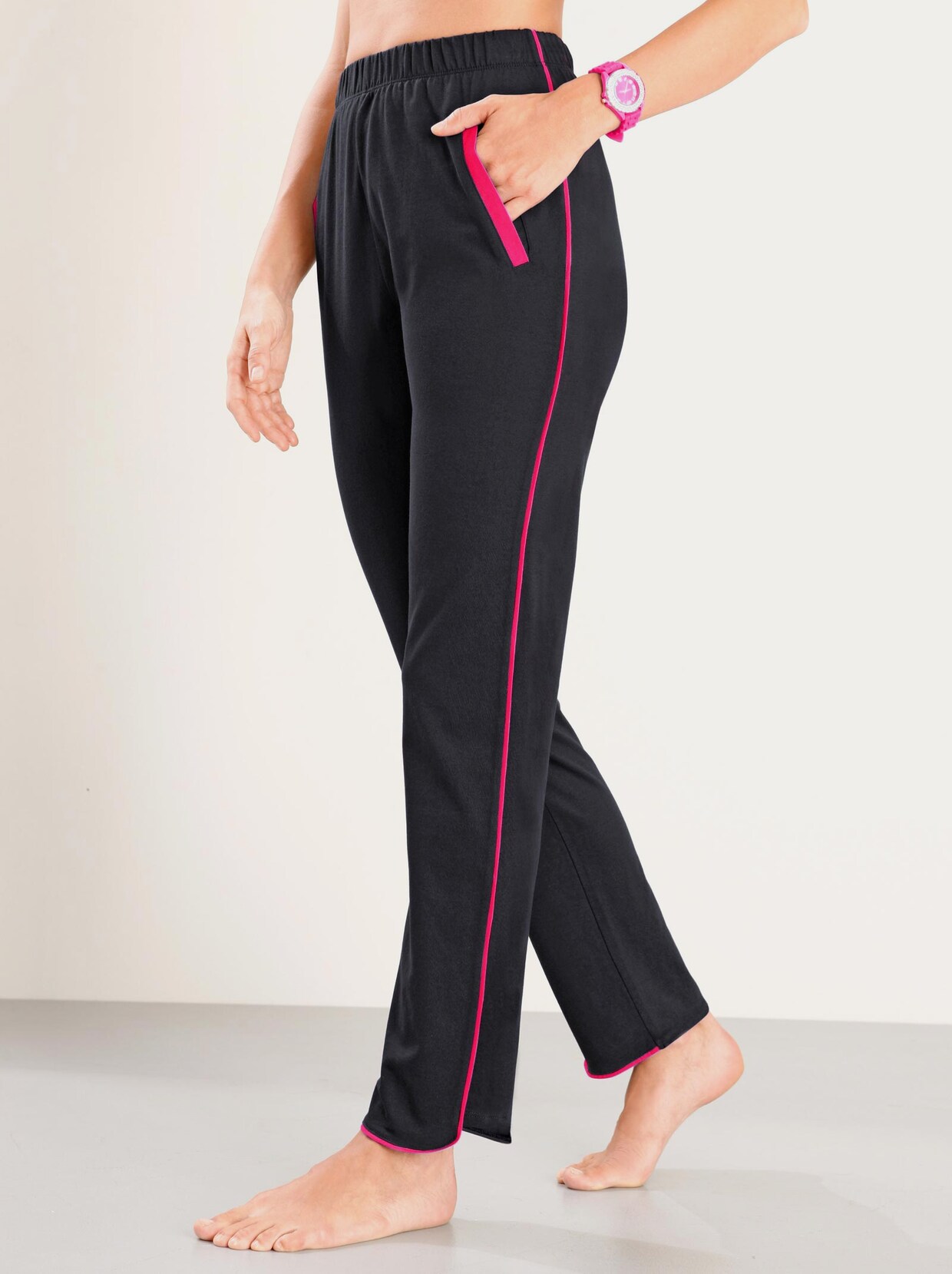 Pantalon de loisirs - noir-fuchsia