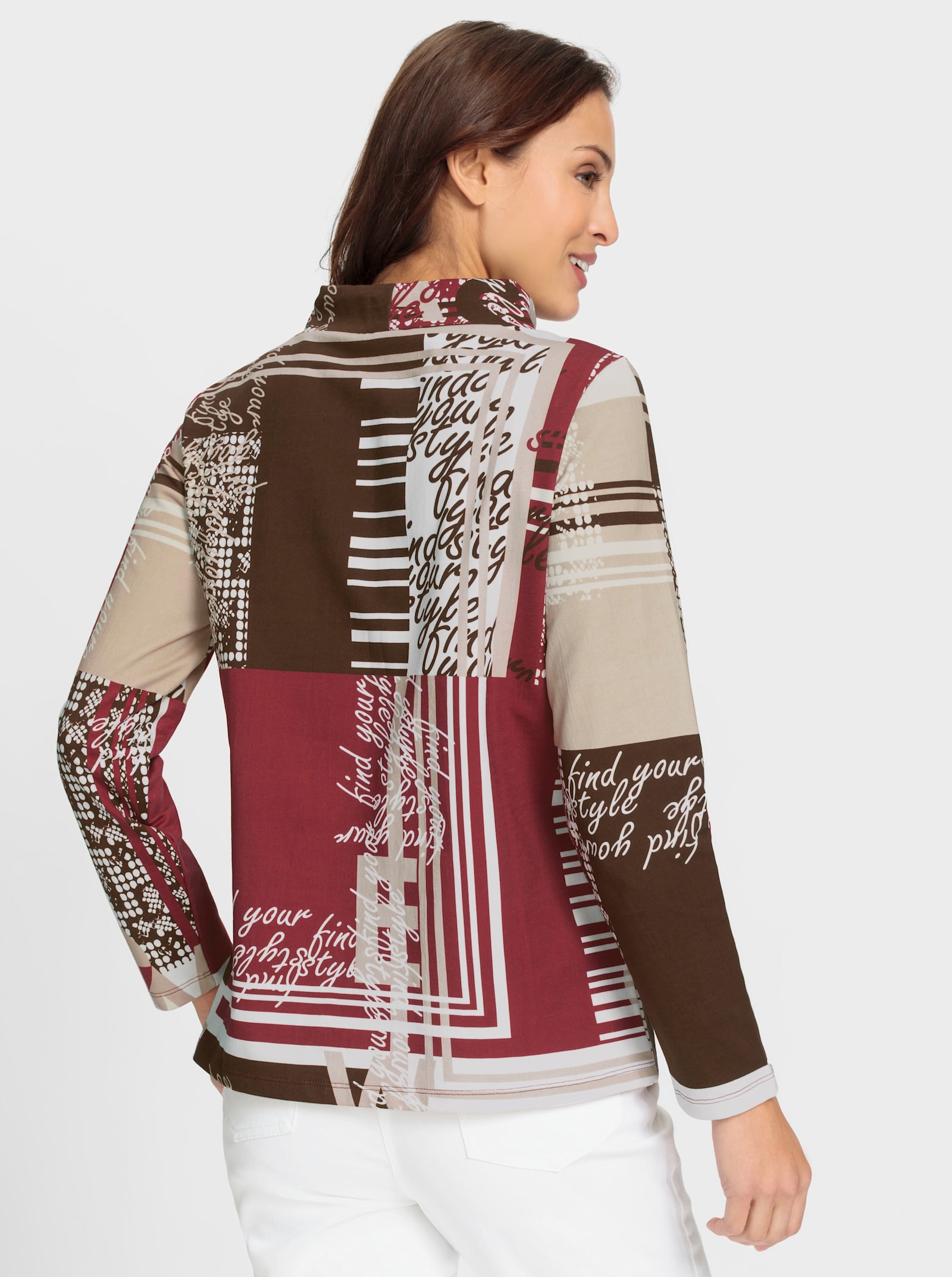 Sweatshirt met print - kers/wit geprint