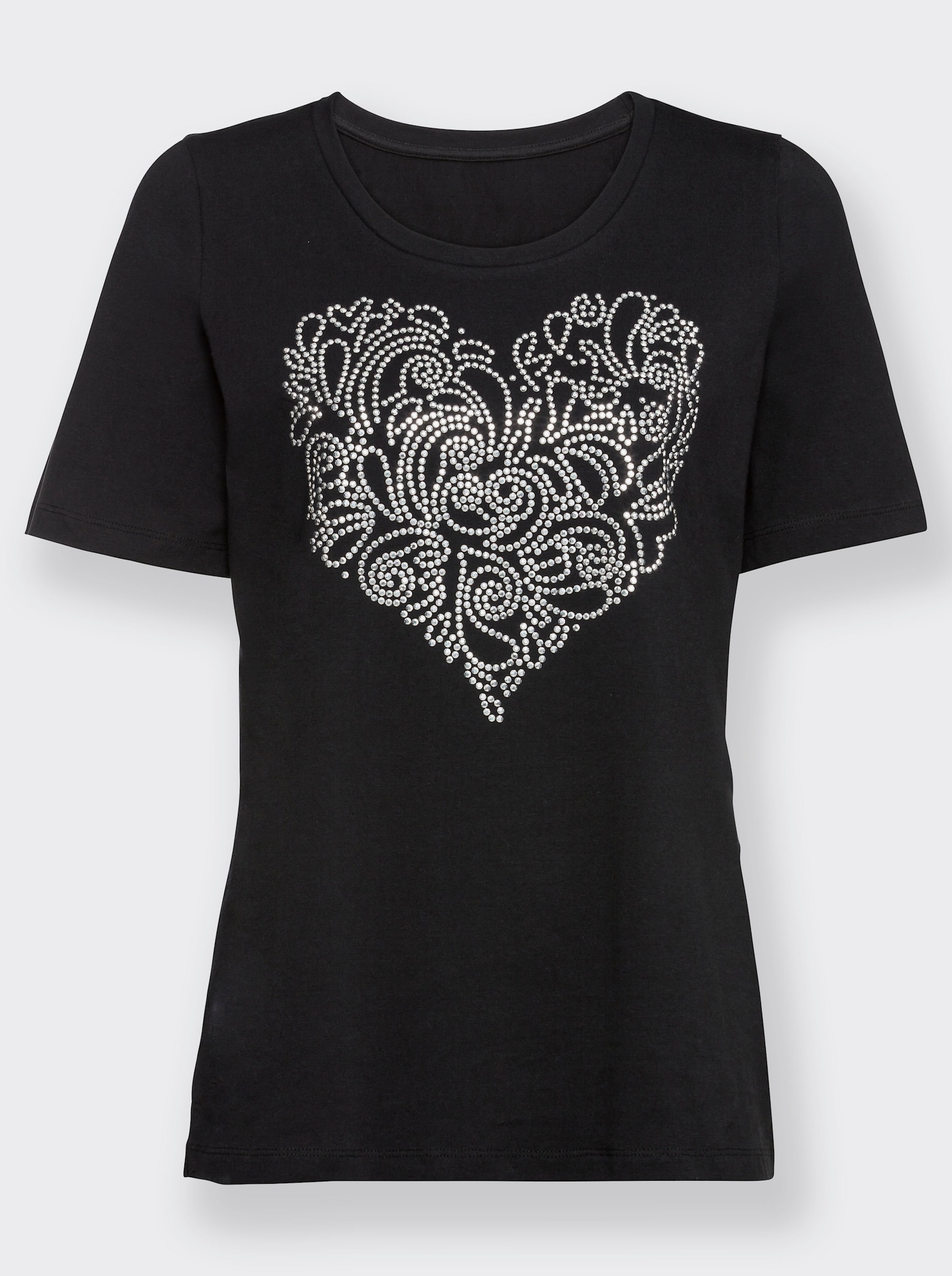 Shirt met korte mouwen en paillettenversiering - zwart