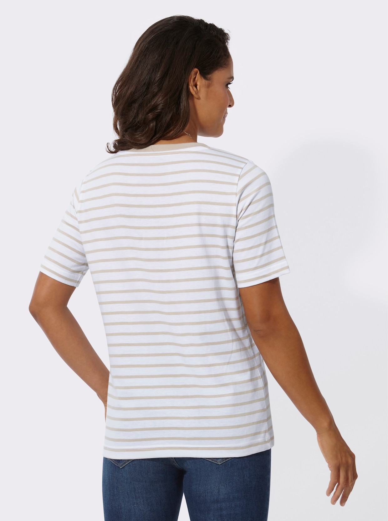 Streepjesshirt - zand gestreept