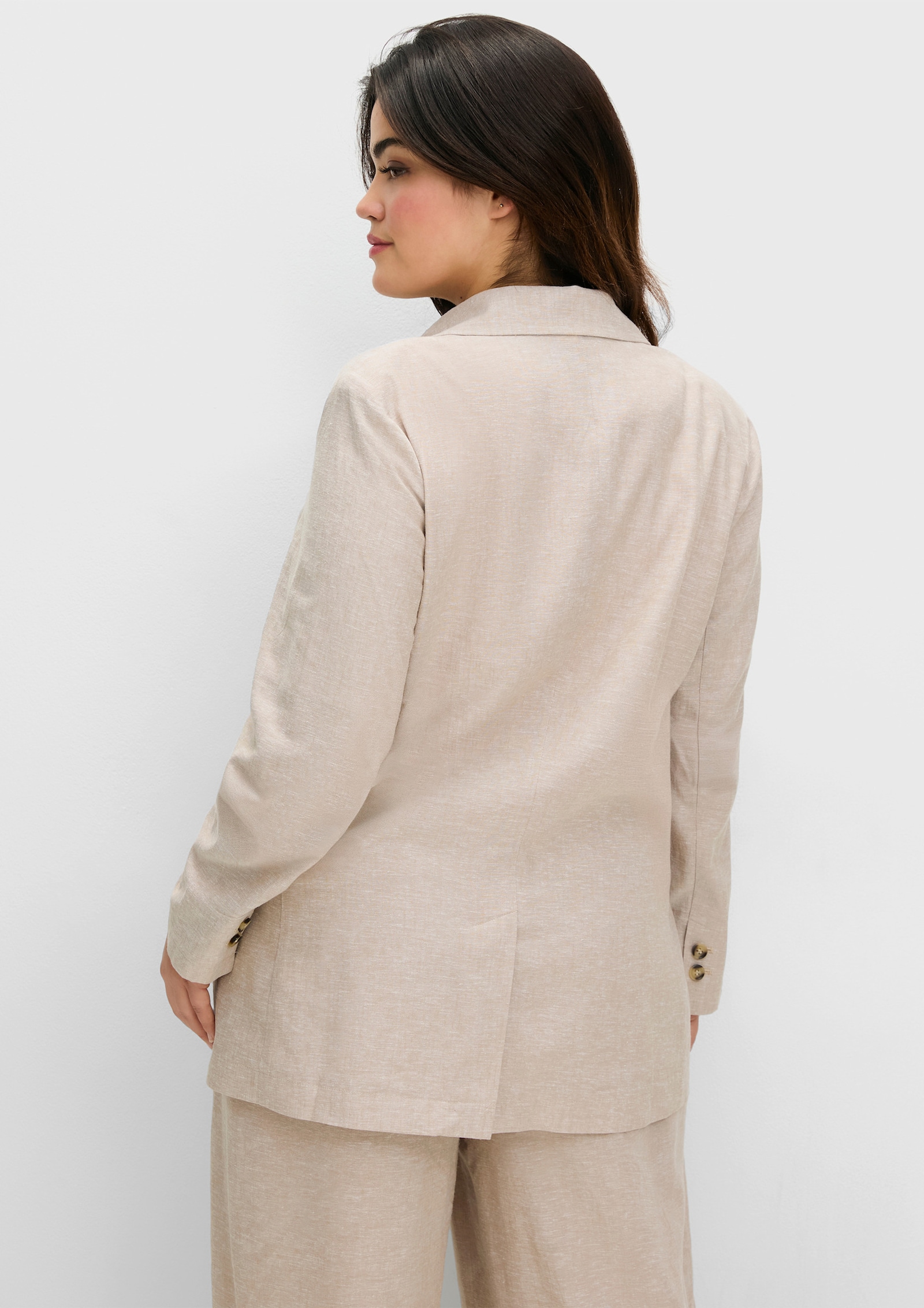 sheego Blazer im Leinenmix, leicht tailliert - beige