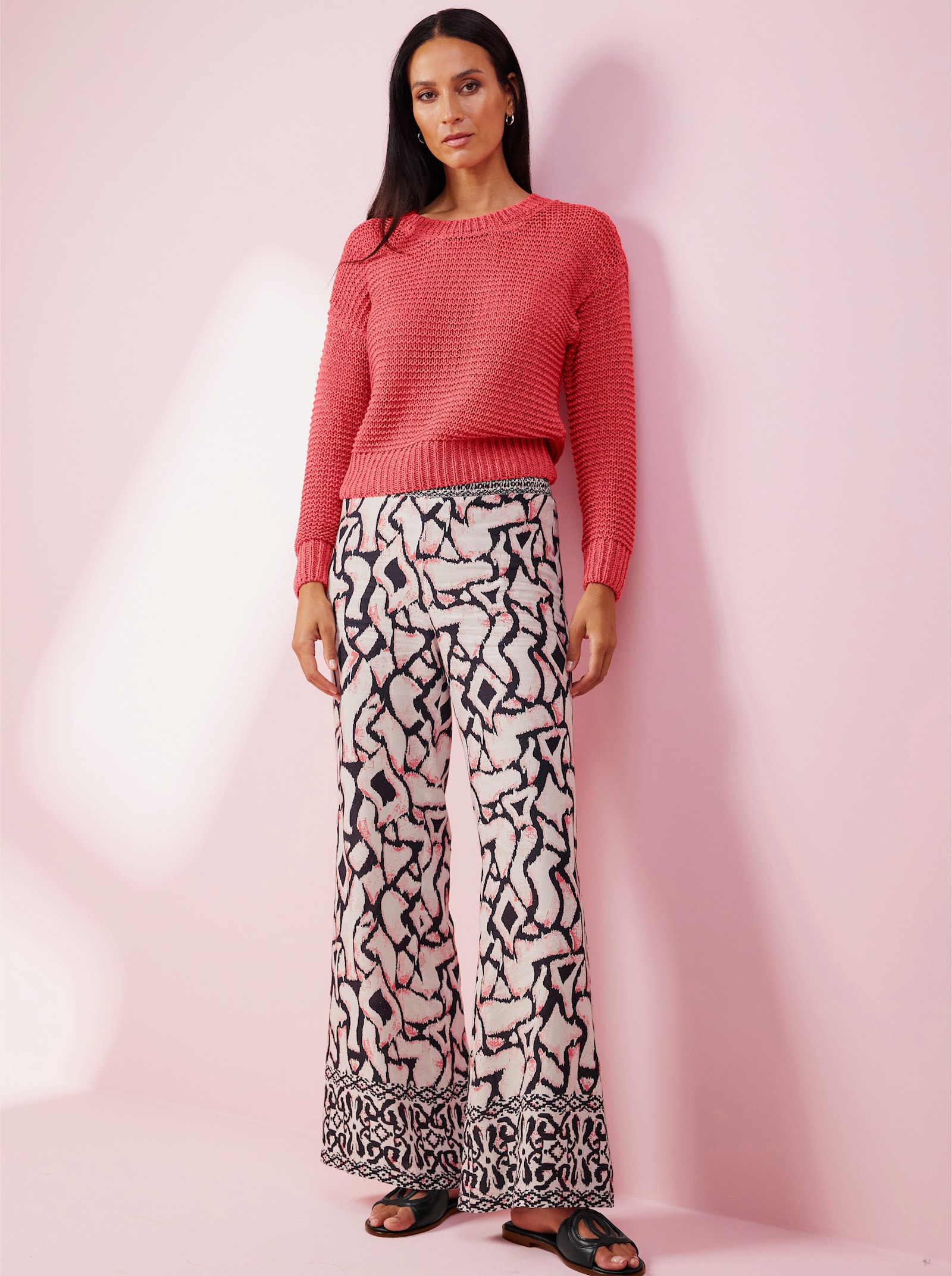 heine Pull à encolure ronde en grosses mailles - pamplemousse