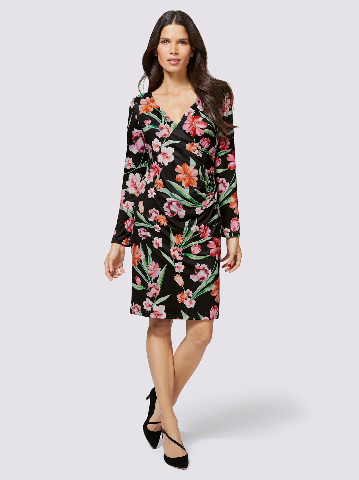 heine Jerseyjurk - zwart/rood geprint