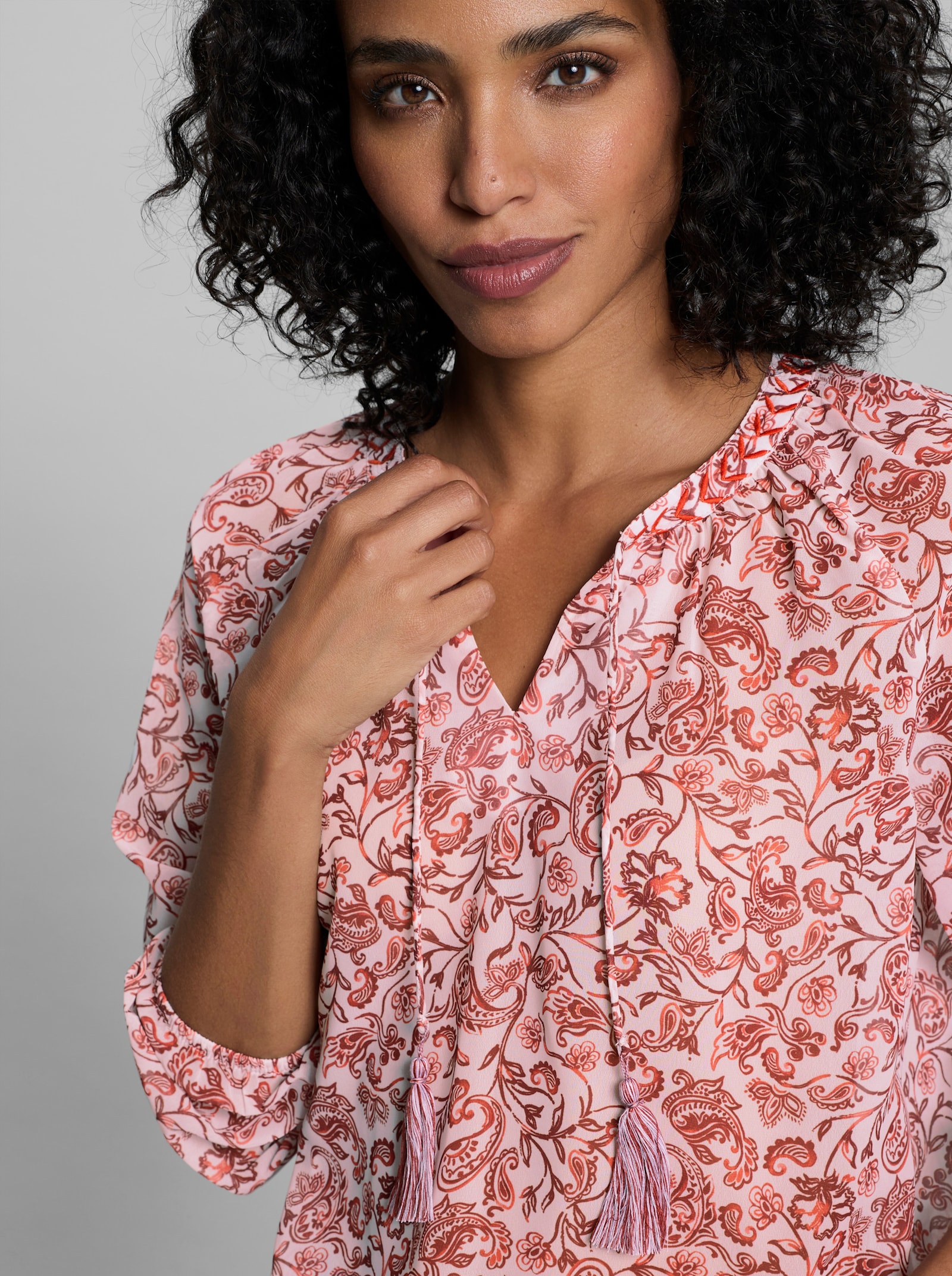 heine Georgettebluse mit Paisley-Muster - ecru-rotbraun-bedruckt