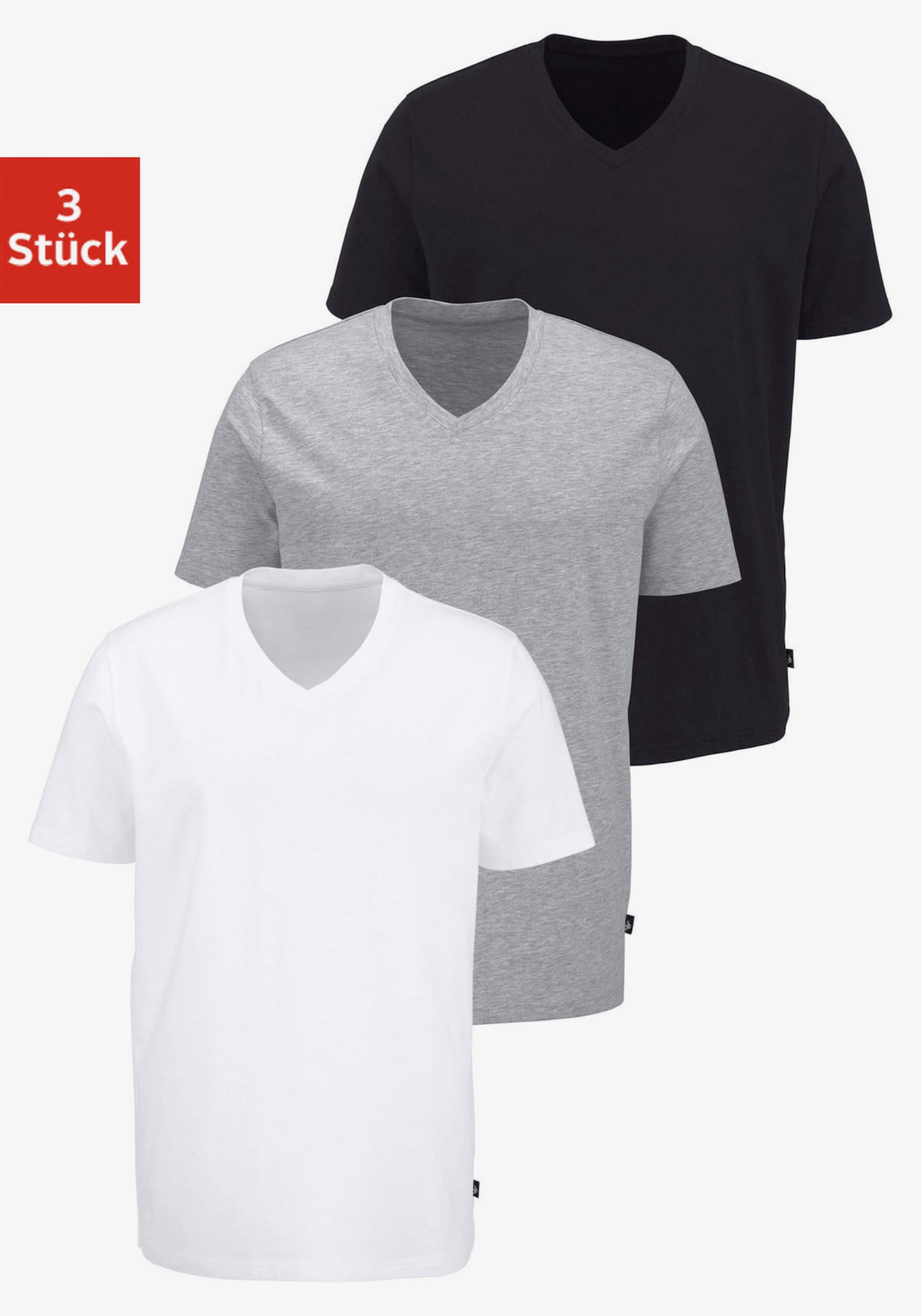 Bruno Banani T-Shirt - schwarz, weiß, grau-meliert