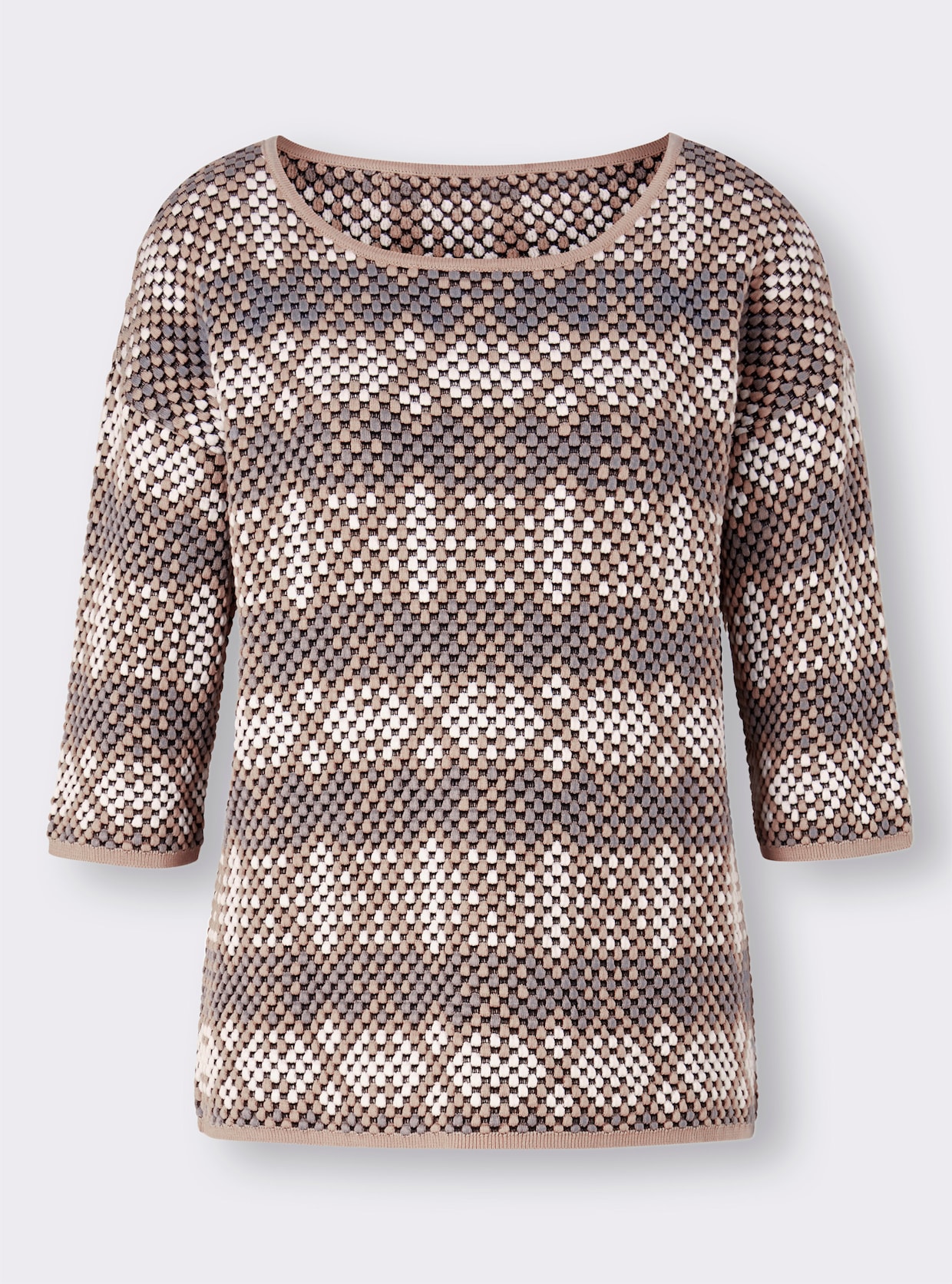 heine Pull encolure ronde - bleu tourterelle-sésame à motifs