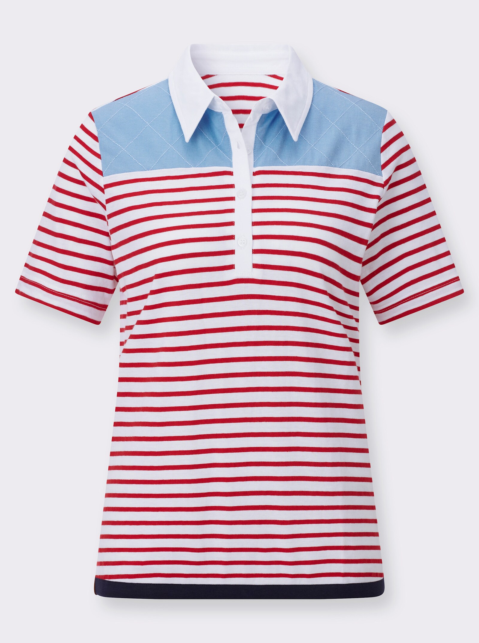 Poloshirt im Mustermix - erdbeere-weiß-geringelt