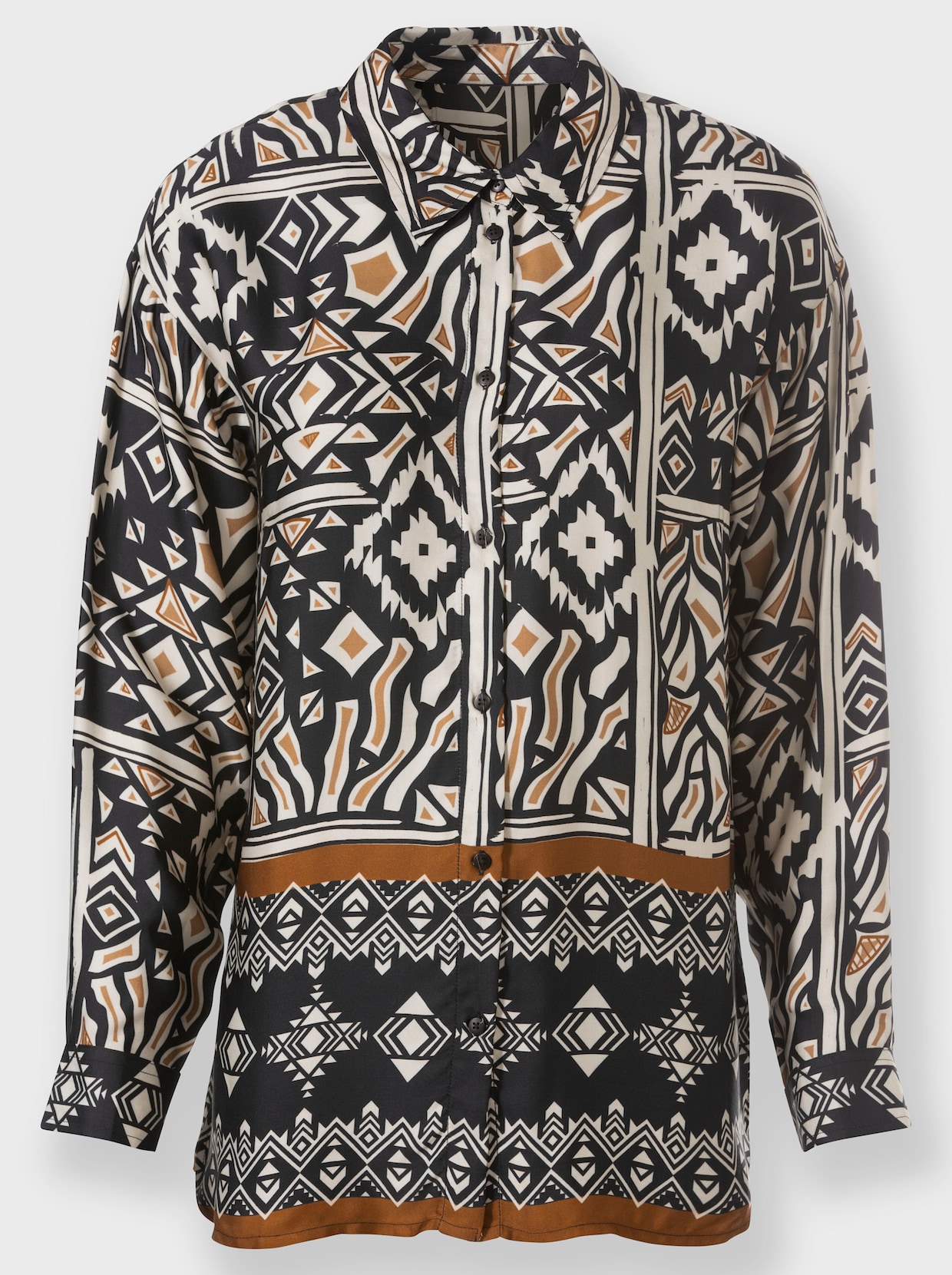 heine Overhemdblouse - camel/zwart geprint