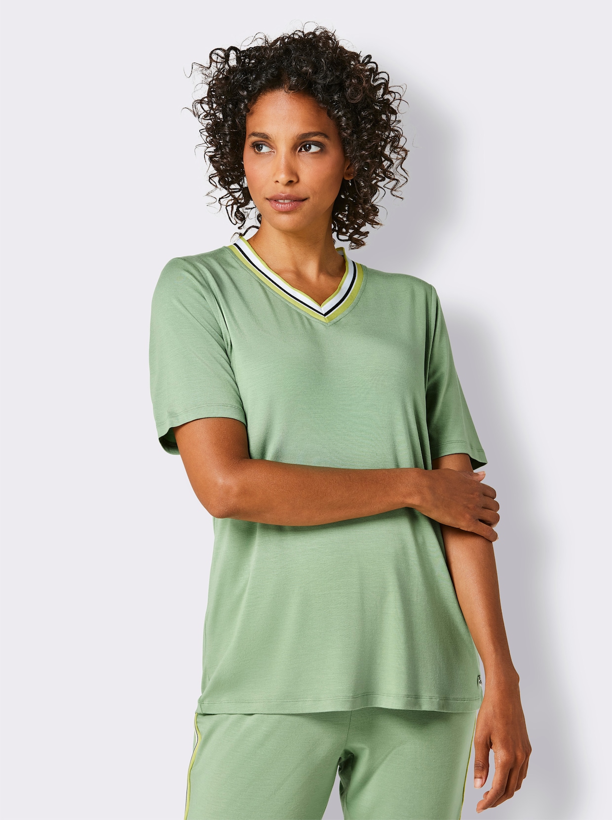 Shirt met modal - eucalyptus