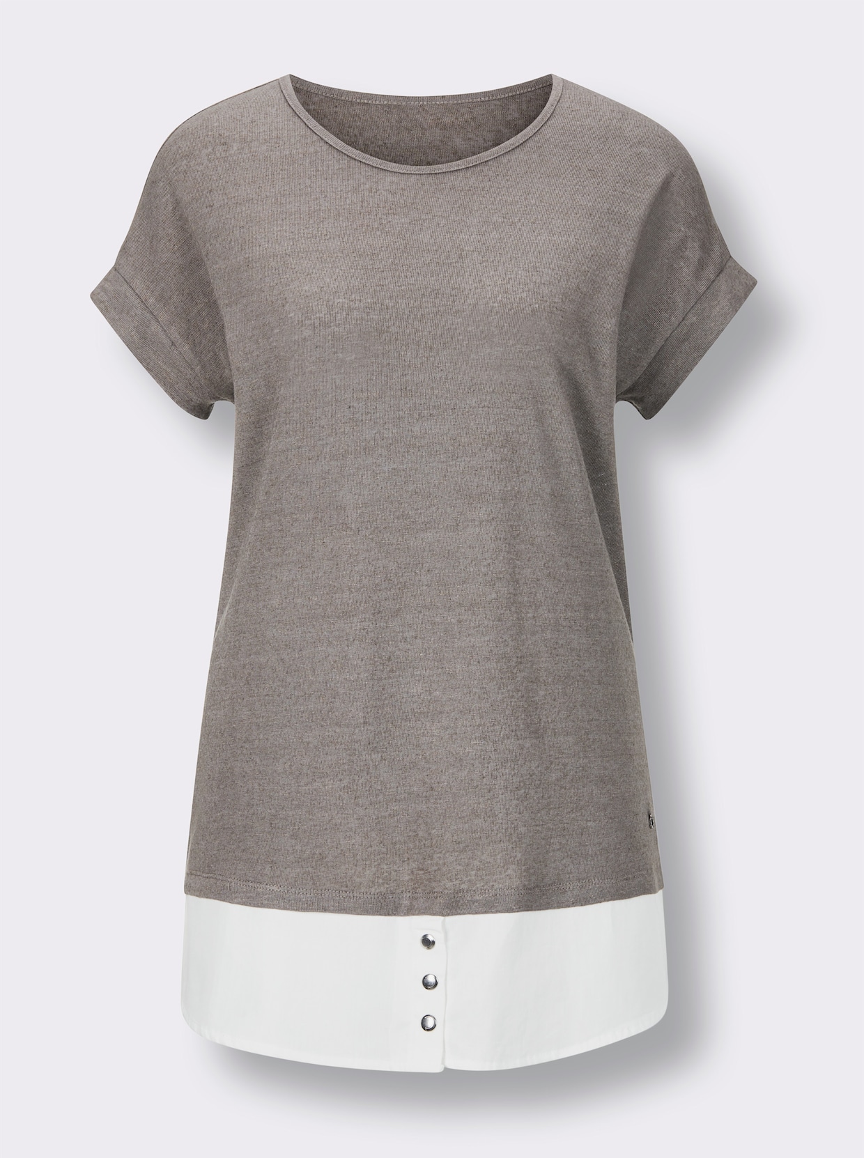 CREATION L PREMIUM Kurzarmshirt - taupe-ecru