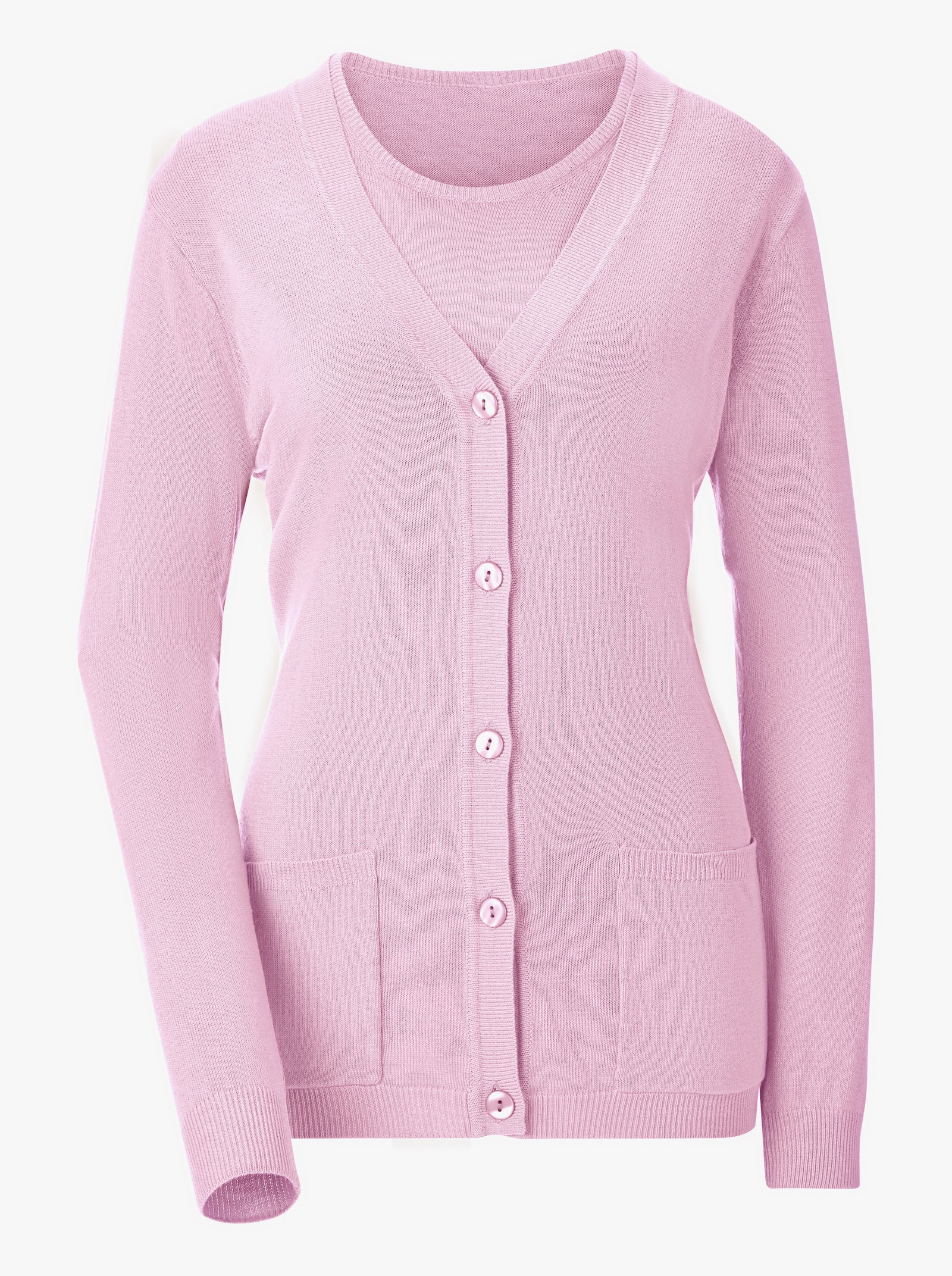 Twinset met ribboorden - roze
