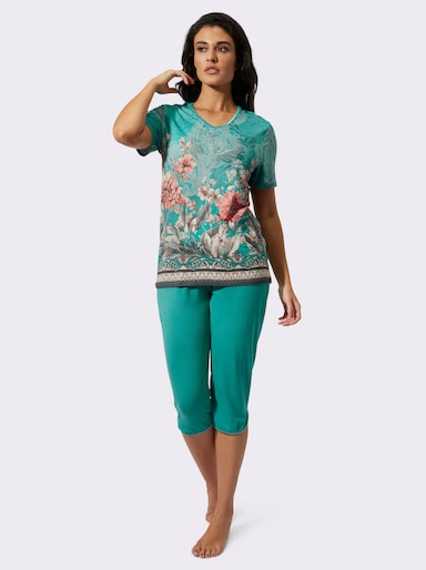 wäschepur Caprianzug mit Digital-Print - salbei-bedruckt