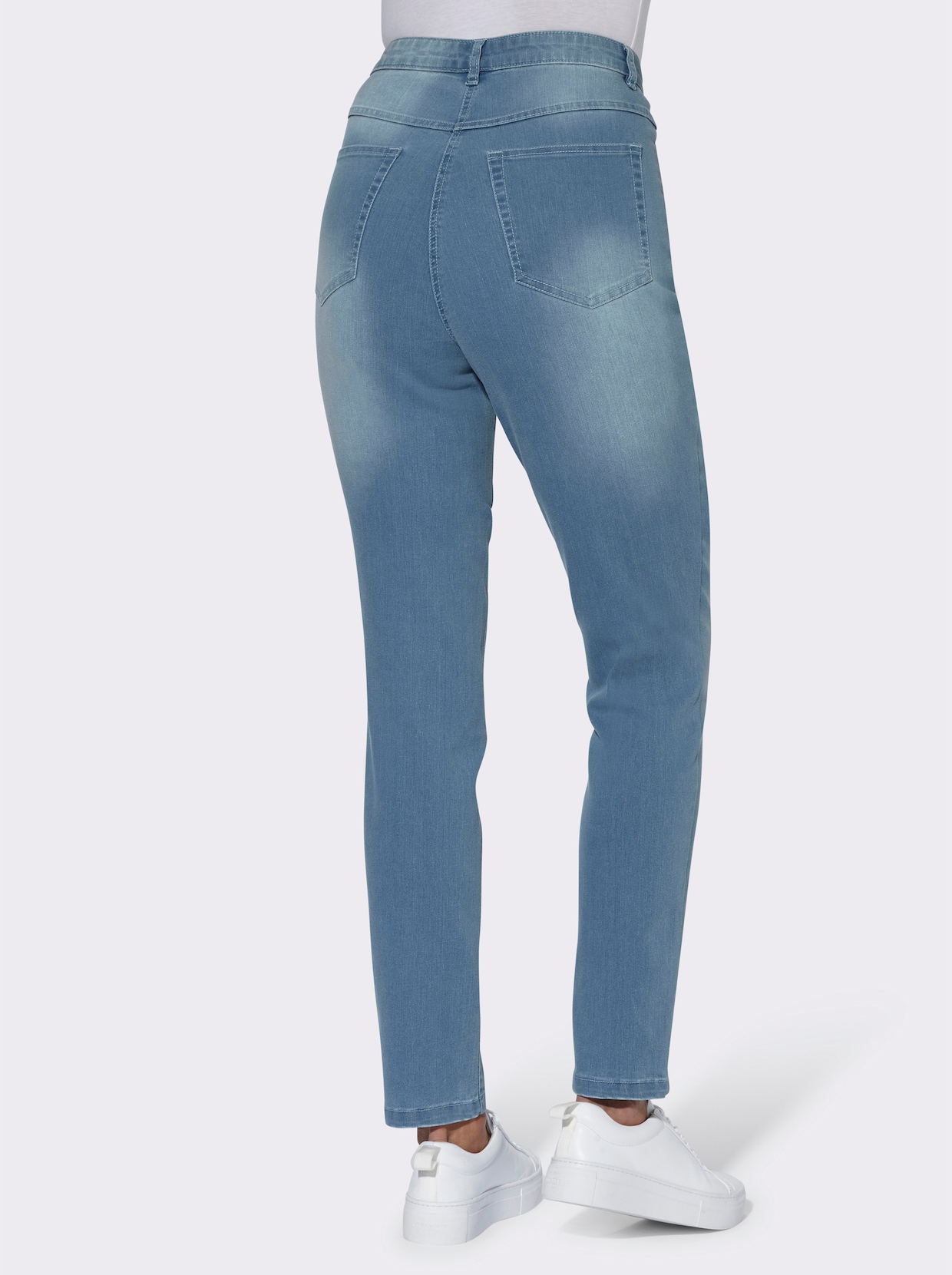 Džínsy s vysokým pásom - bielená modrá