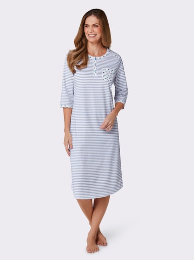 wäschepur Nachthemd im Muster-Mix - bleu-gestreift