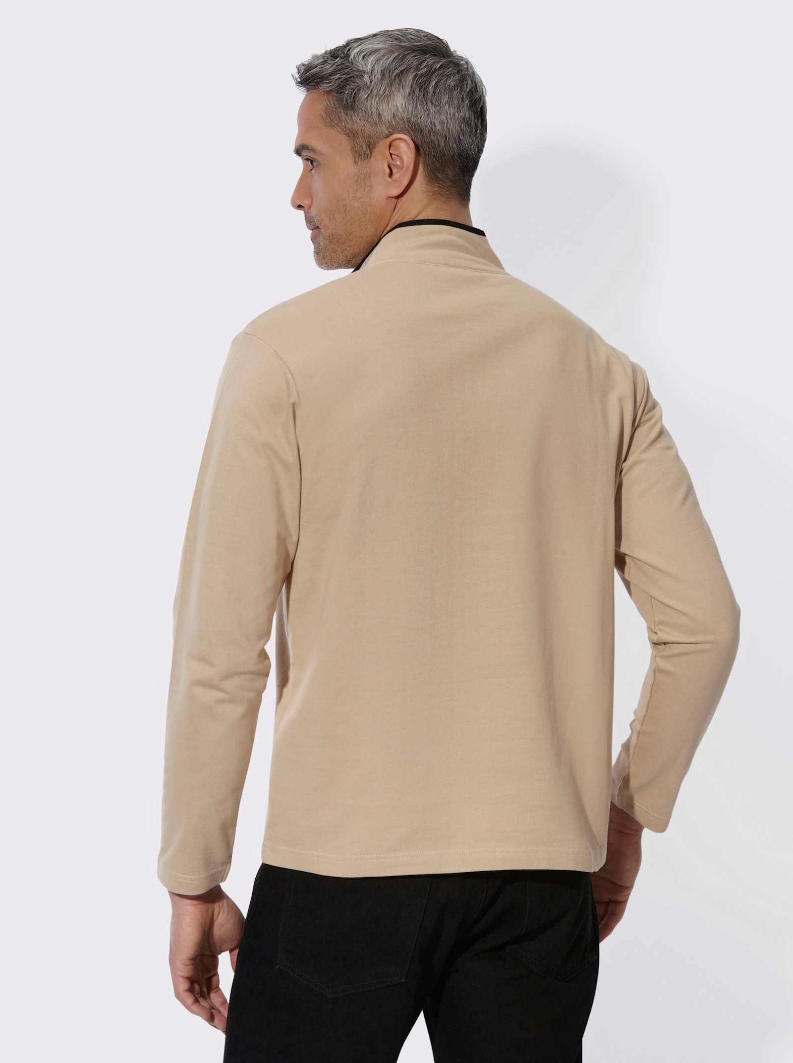 Sweatshirt mit Stehkragen - beige-cognac