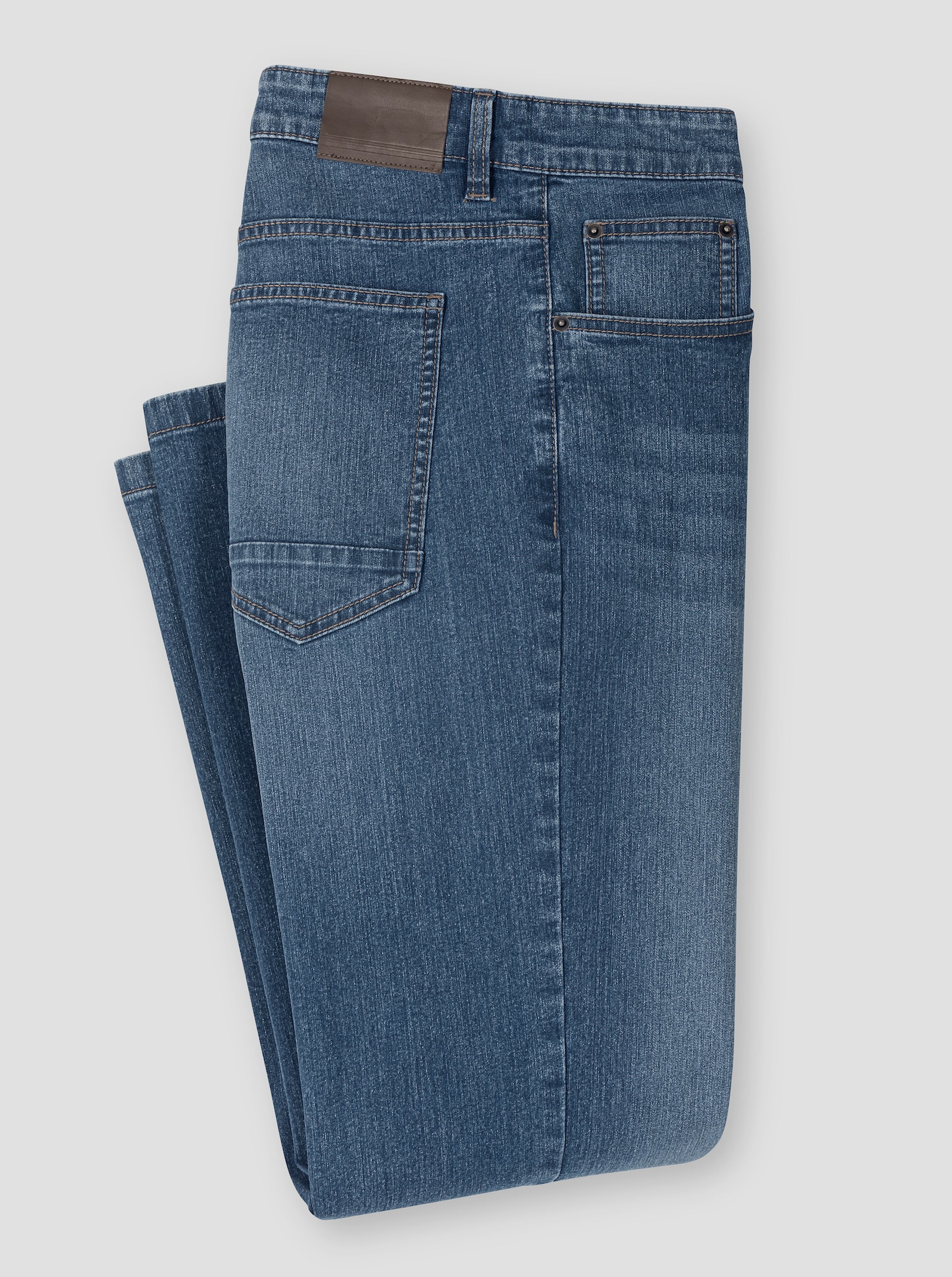 5-vreckové džínsy so špeciálnym vyšúchaním - Modrá džínsovina