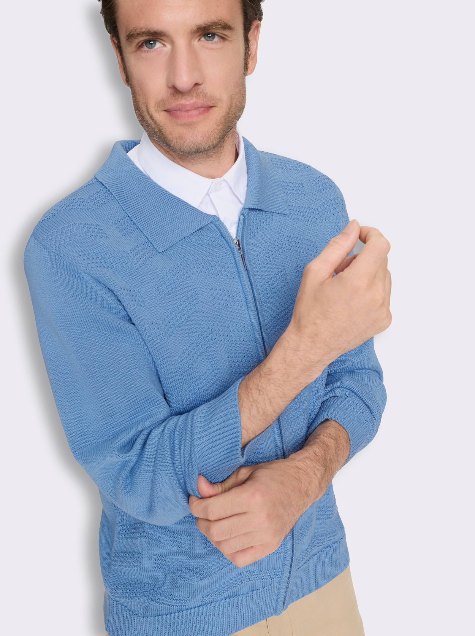 Marco Donati Strickjacke mit Reißverschluss - himmelblau