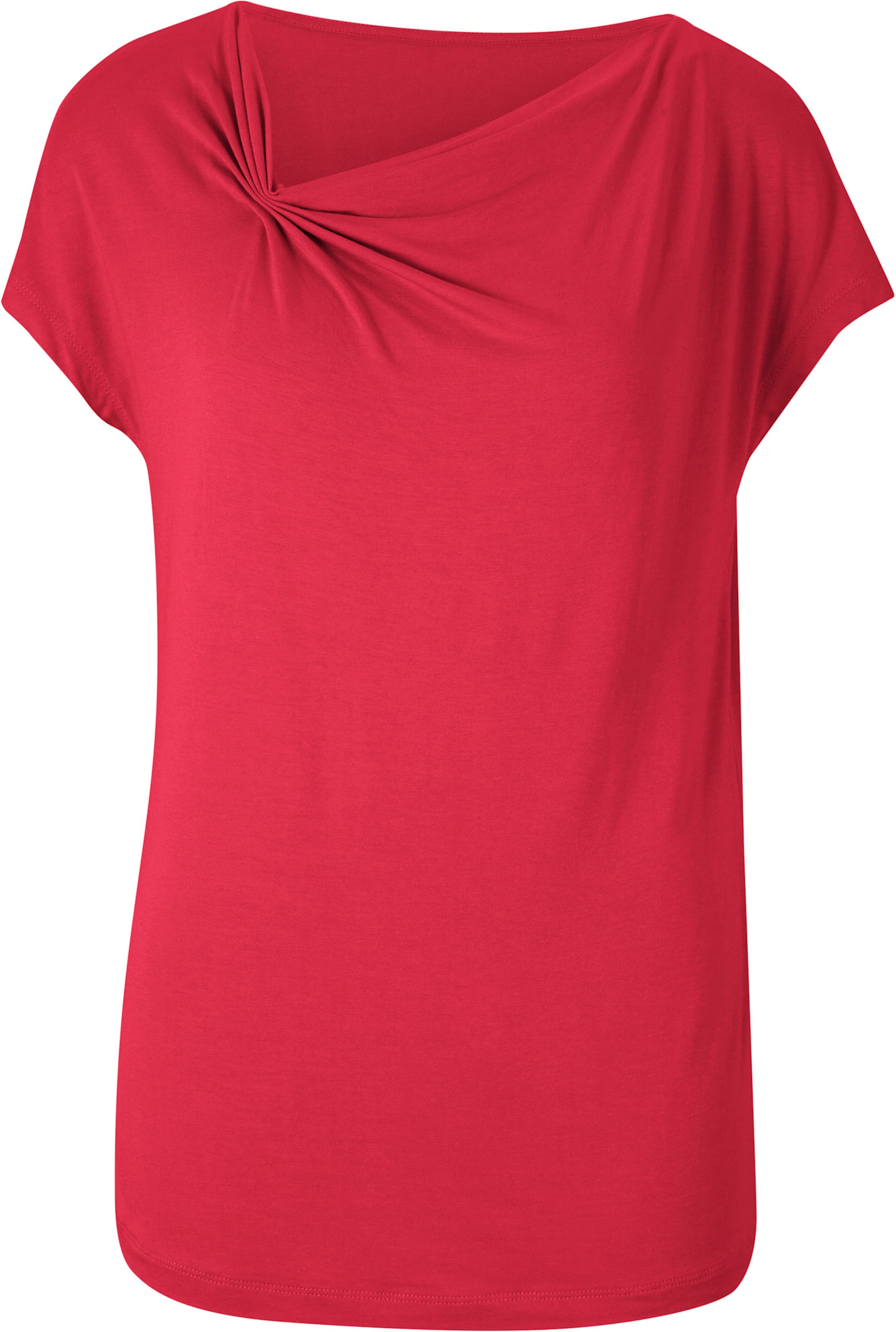 Kurzarm günstig Kaufen-Shirt in rot von heine. Shirt in rot von heine <![CDATA[Shirt Mit raffinierter asymmetrischer Ausschnittlösung und in weich fließender Qualität. Figurumspielend, mit Kurzarm.]]>. 