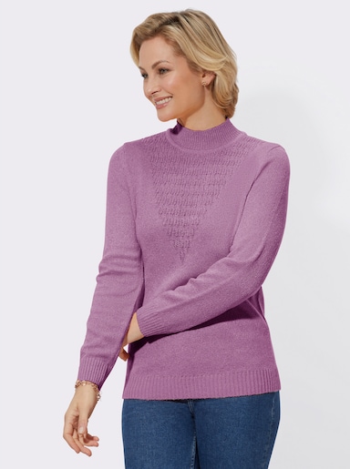 Bouclé-Pullover mit Rippenbündchen - orchidee