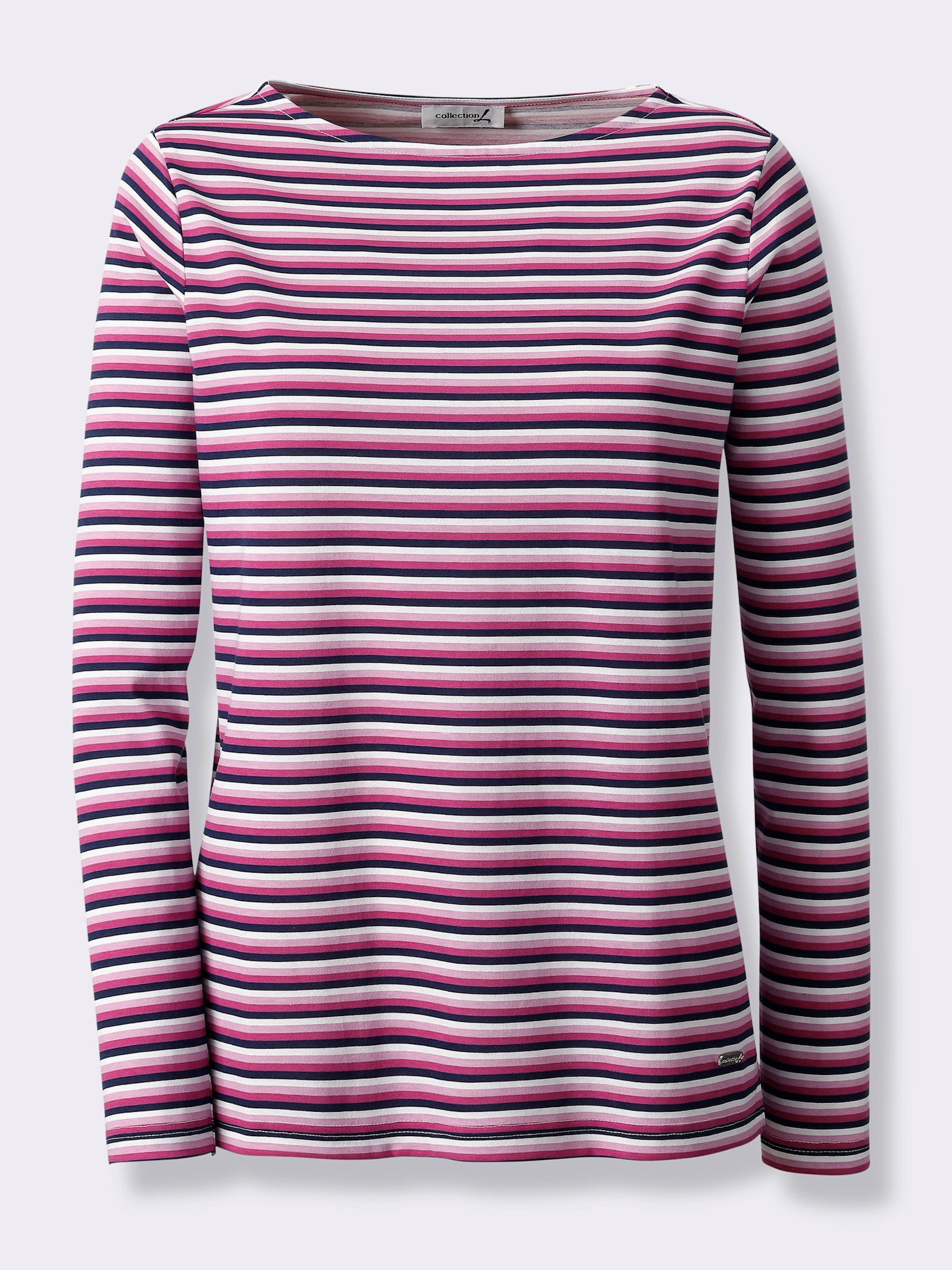 Langarmshirt im Ringel-Dessin - magenta-marine-geringelt