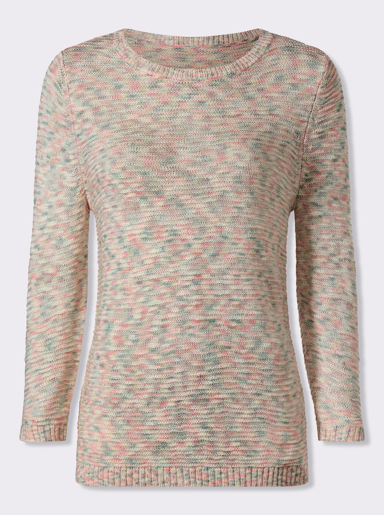 Rundhalspullover - ecru-meliert