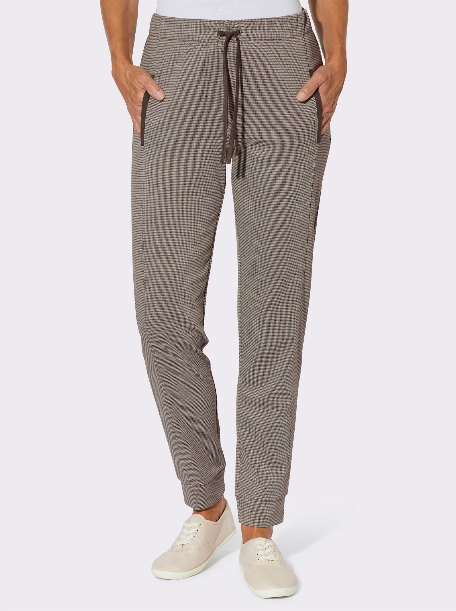 Jerseyhose in Melange-Optik - schoko-ecru-meliert