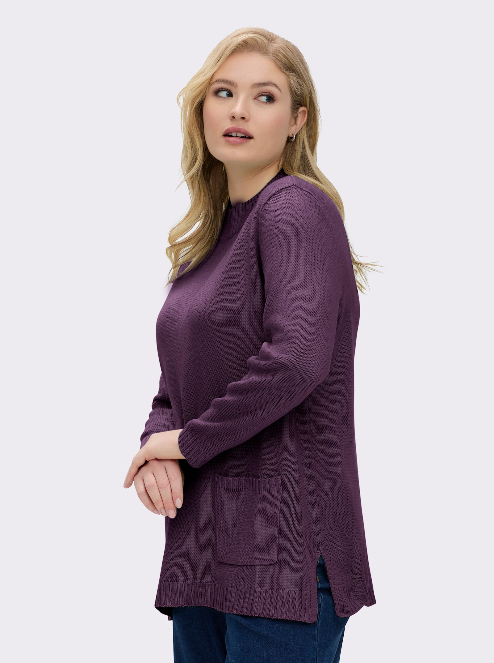 Longpullover mit Stehkragen - traube