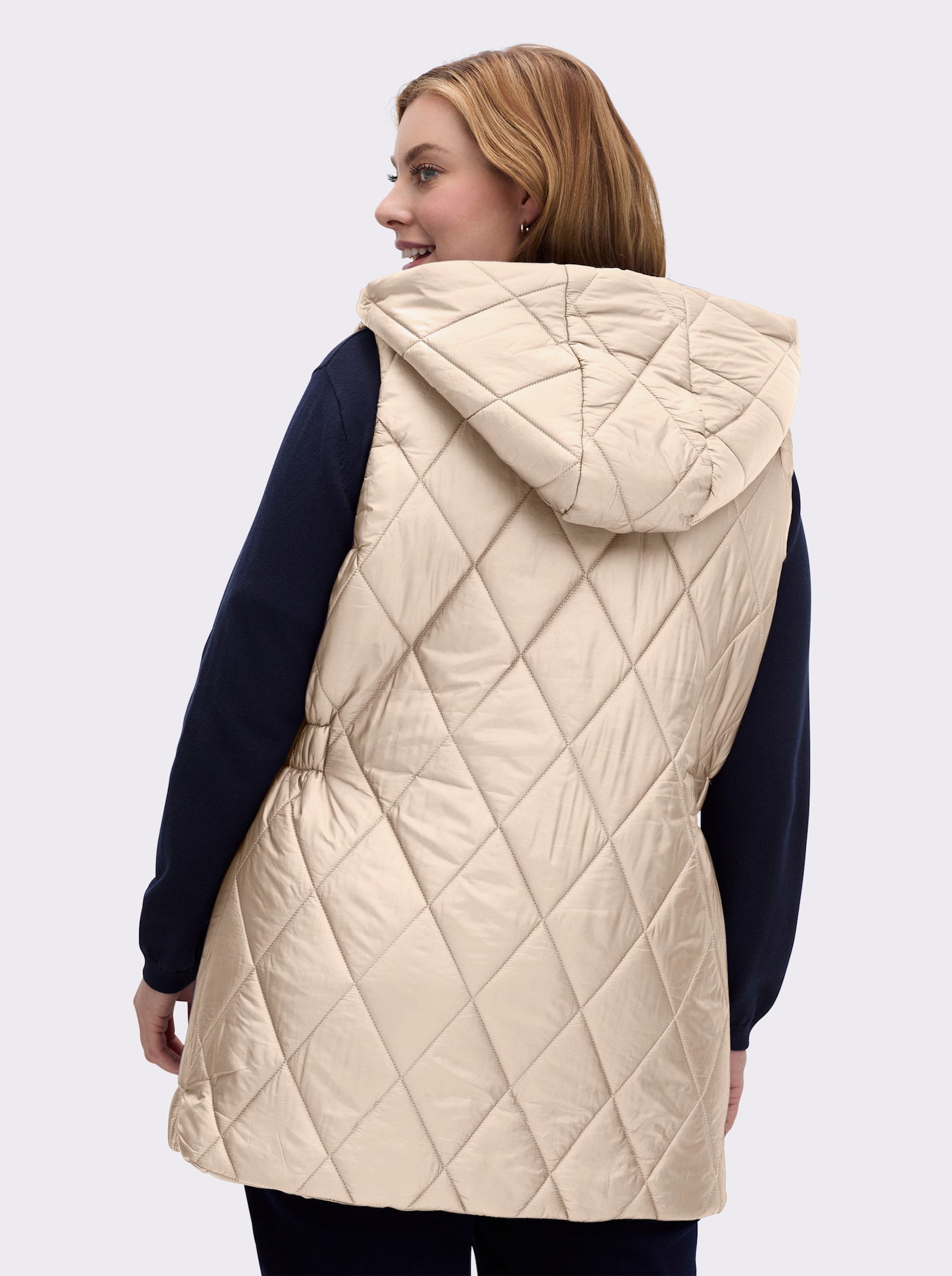 Steppweste in Longform - elfenbein