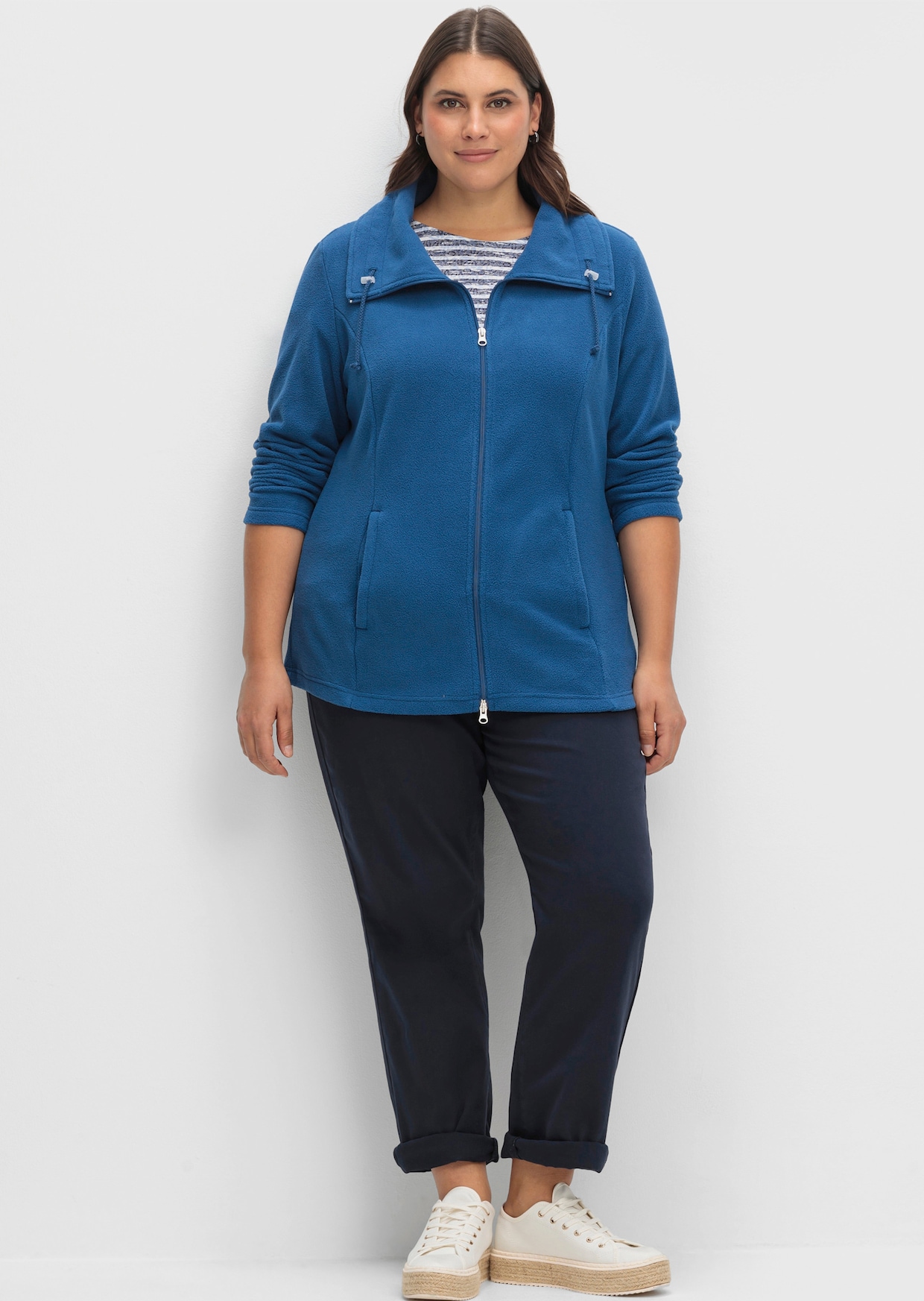 Fleecejacke mit 2-Wege-Reißverschluss - marine