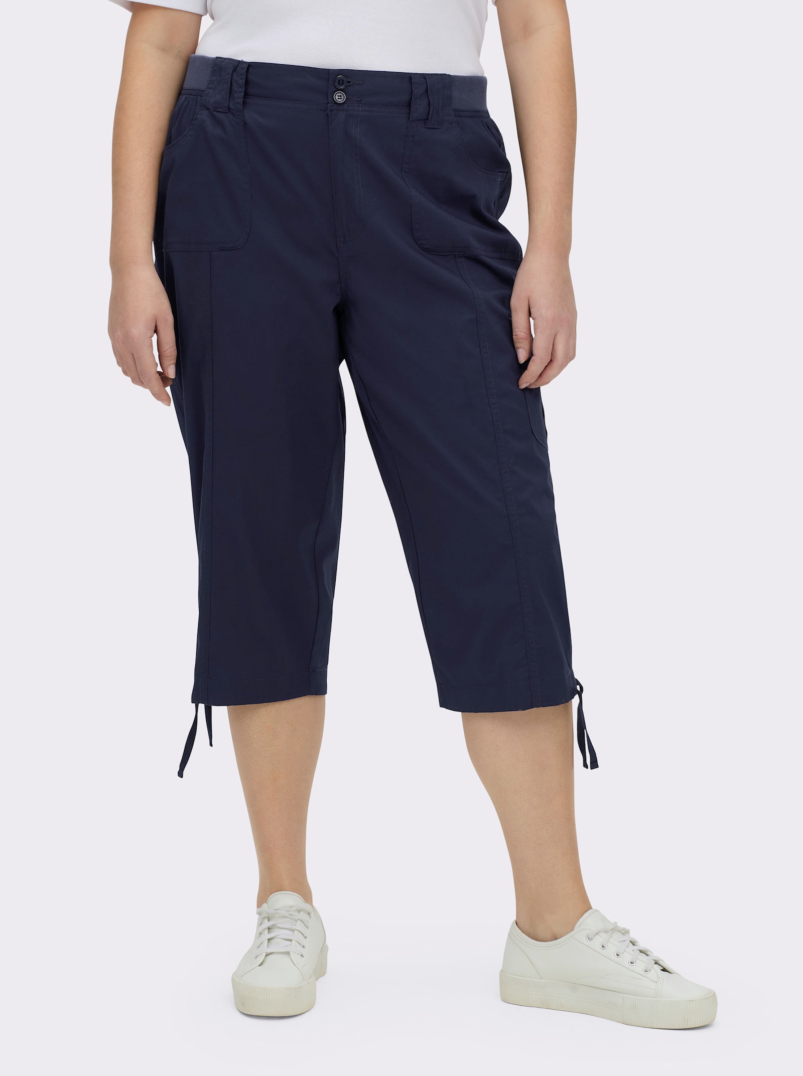 Caprihose mit weitenverstellbarem Saum - marine