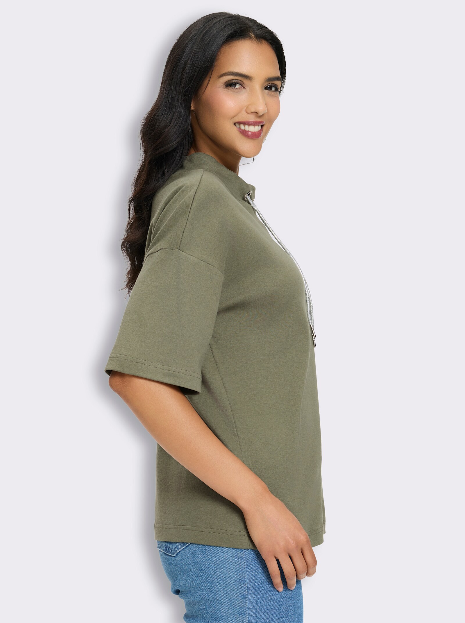 Longsweatshirt mit Kapuze - khaki