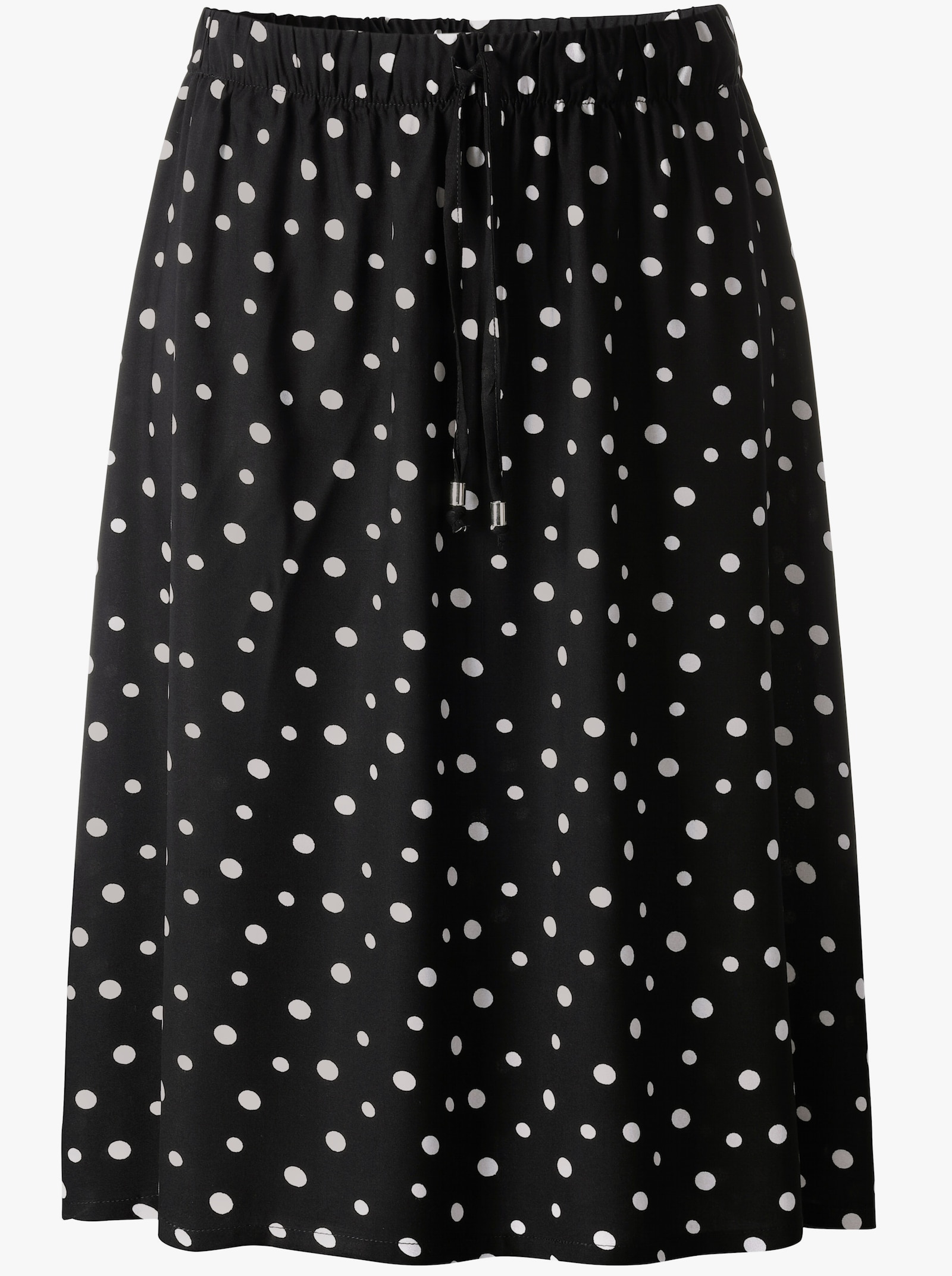 Webrock aus reiner Viskose, figurumspielend - schwarz-getupft