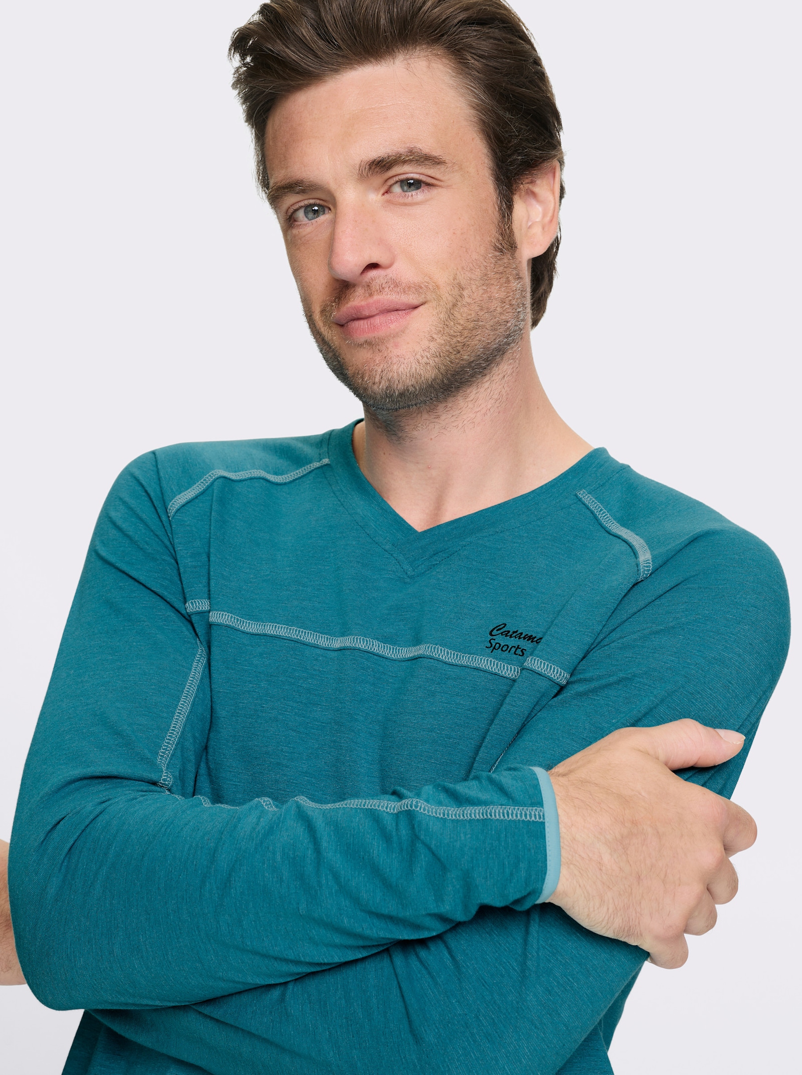 Catamaran Sports Freizeitshirt mit elastischen Abschlüssen - topas-meliert