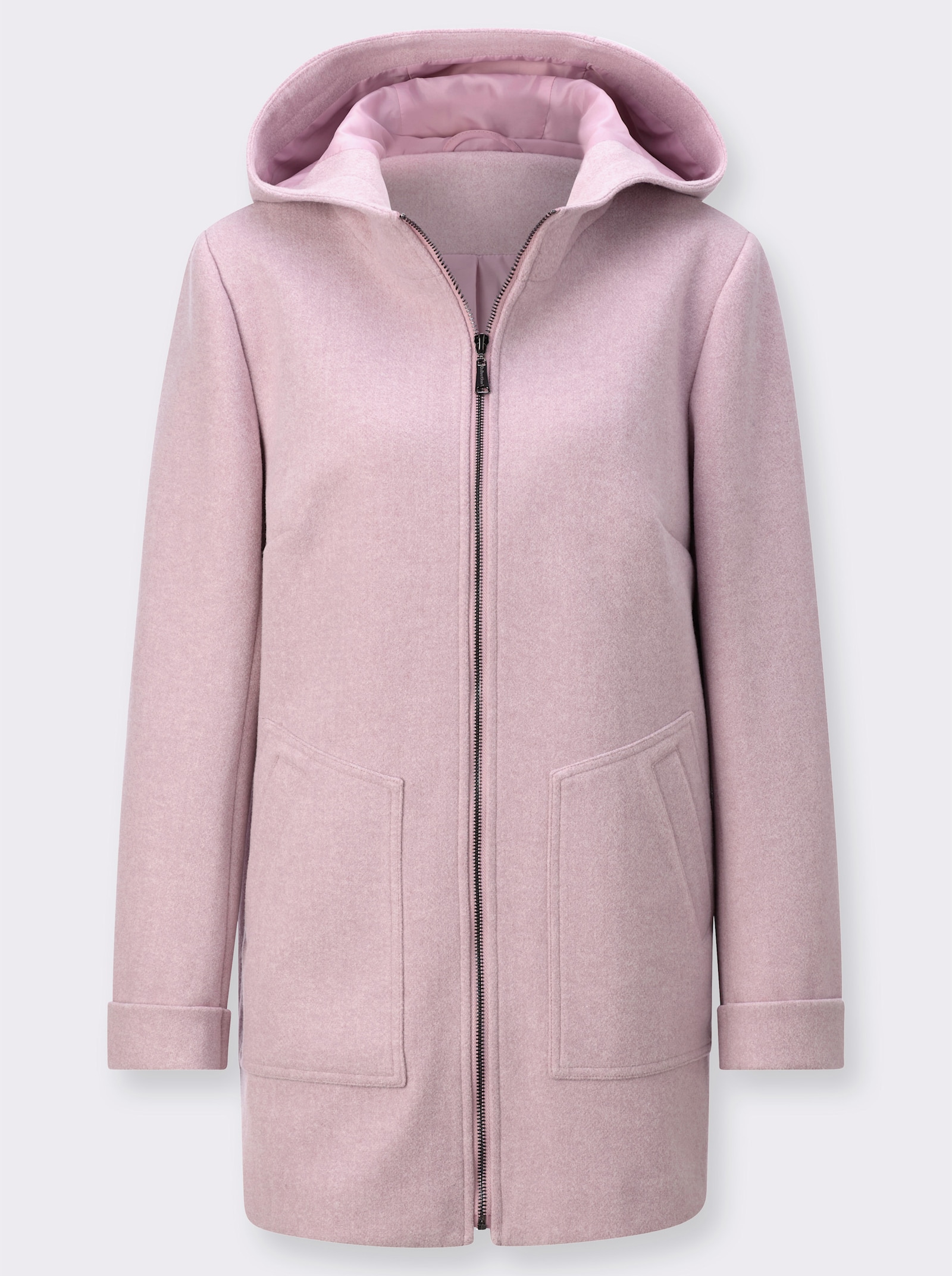Kapuzenjacke mit Innentasche - mauve-meliert