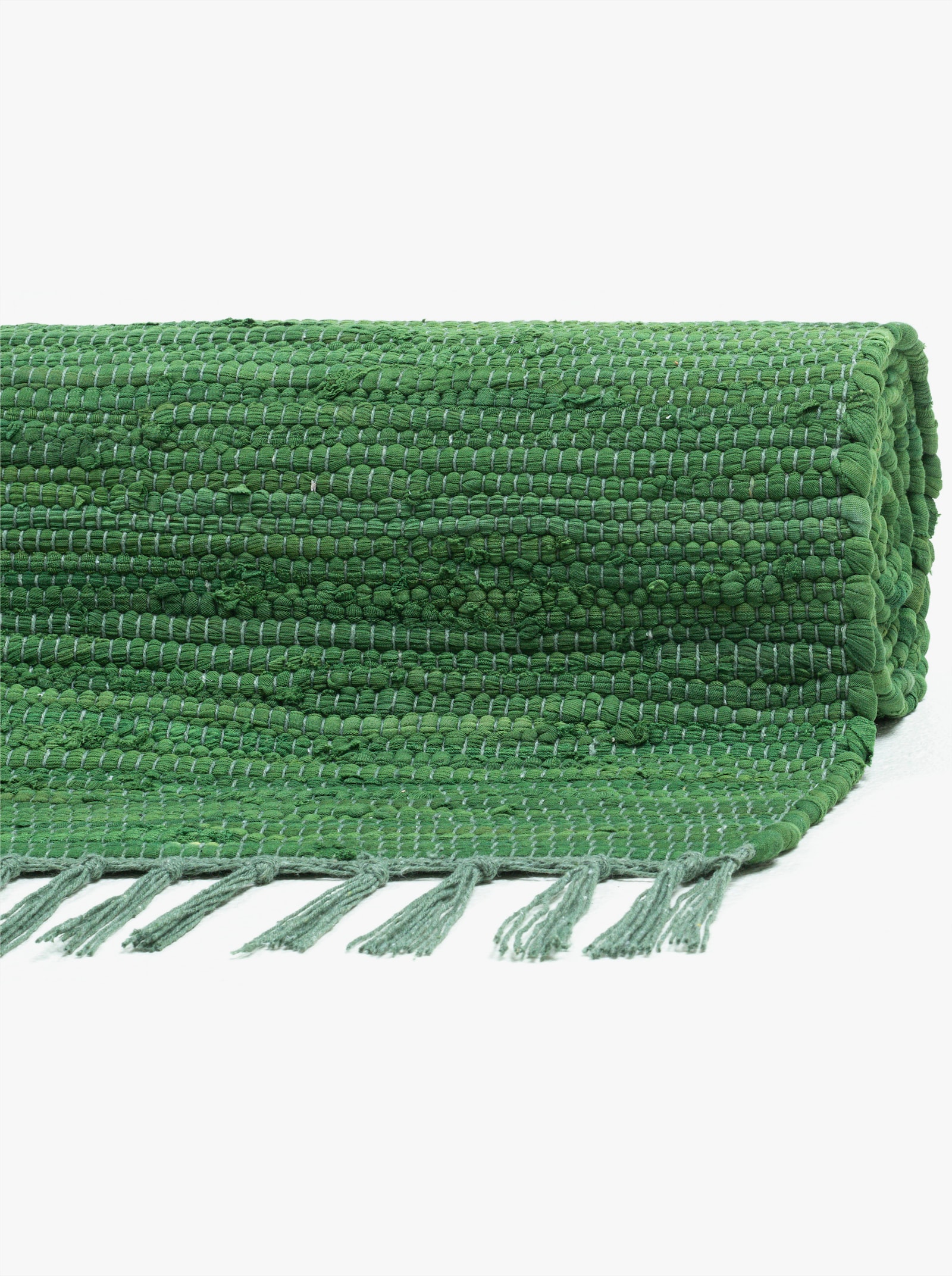 Theko Handwebteppich - dunkelgrün