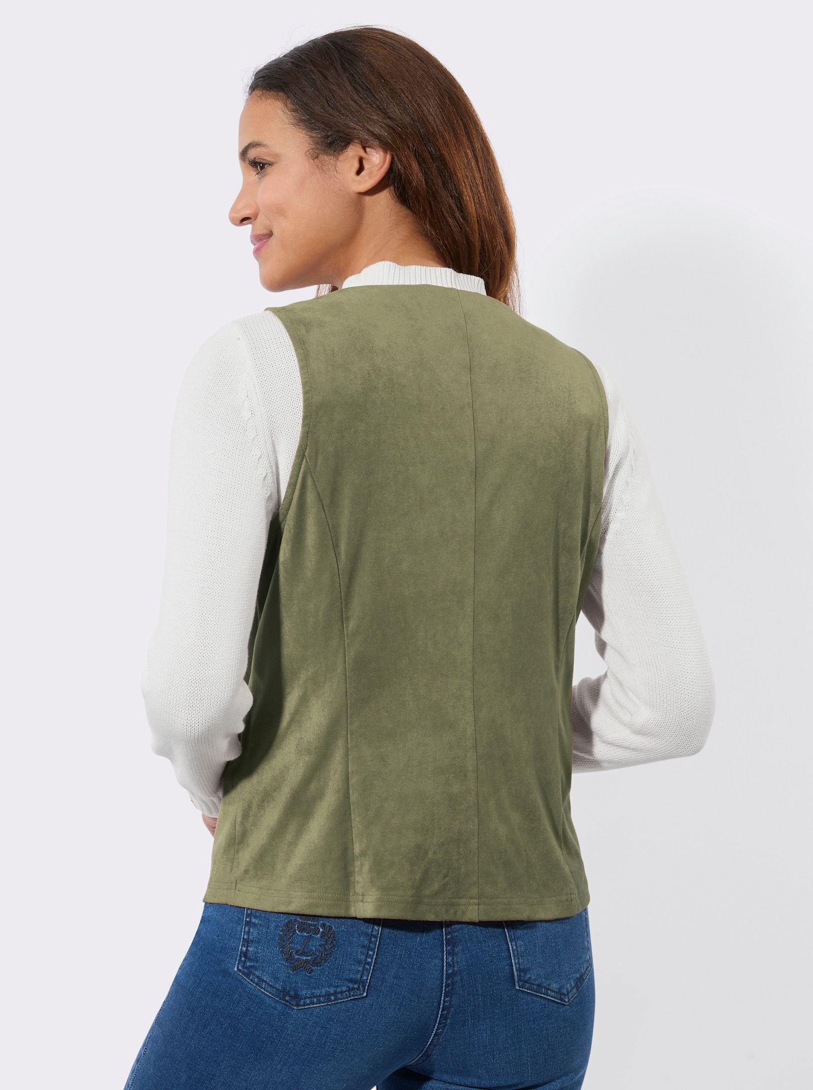 Lederimitatweste mit V-Ausschnitt - schilf