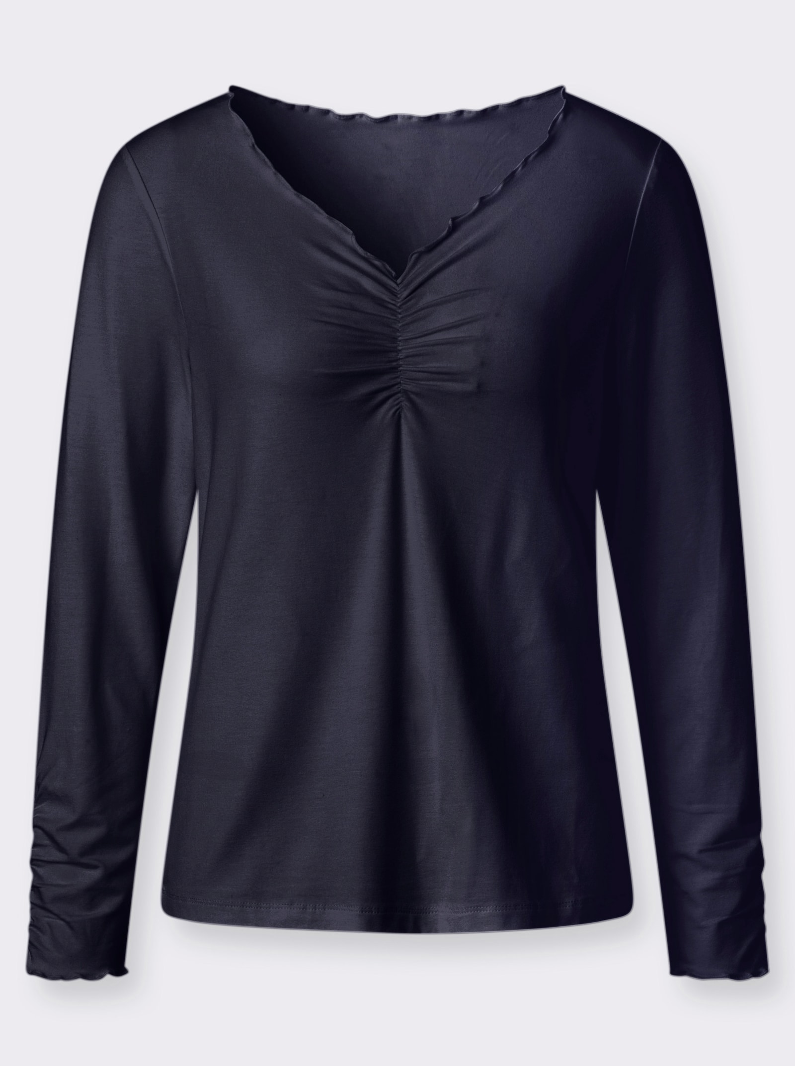 Langarmshirt mit V-Ausschnitt - marine