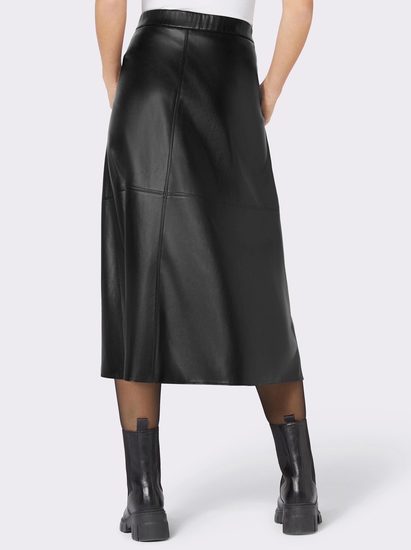 Rok van imitatieleer in uitlopend model - zwart