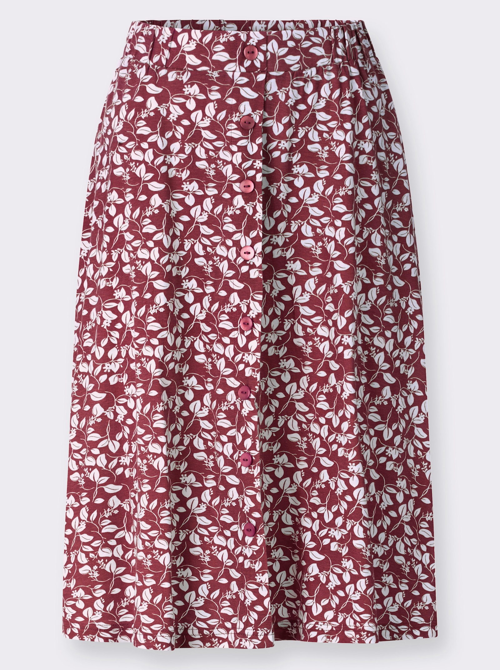 Schlupfrock mit imitierter Knopfleiste - dunkelrot-weiß-bedruckt