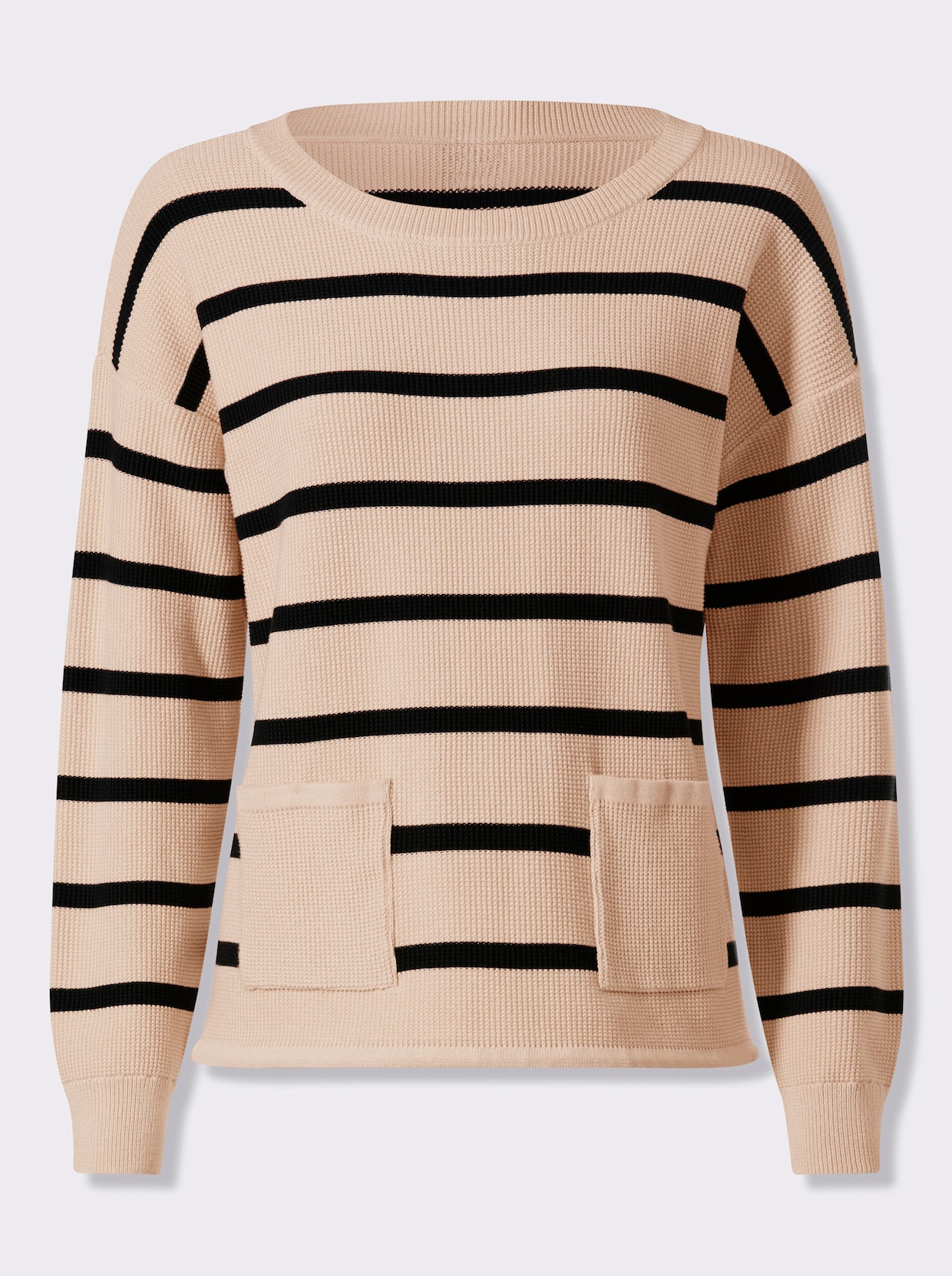 heine Strickpullover - sand-schwarz-gestreift
