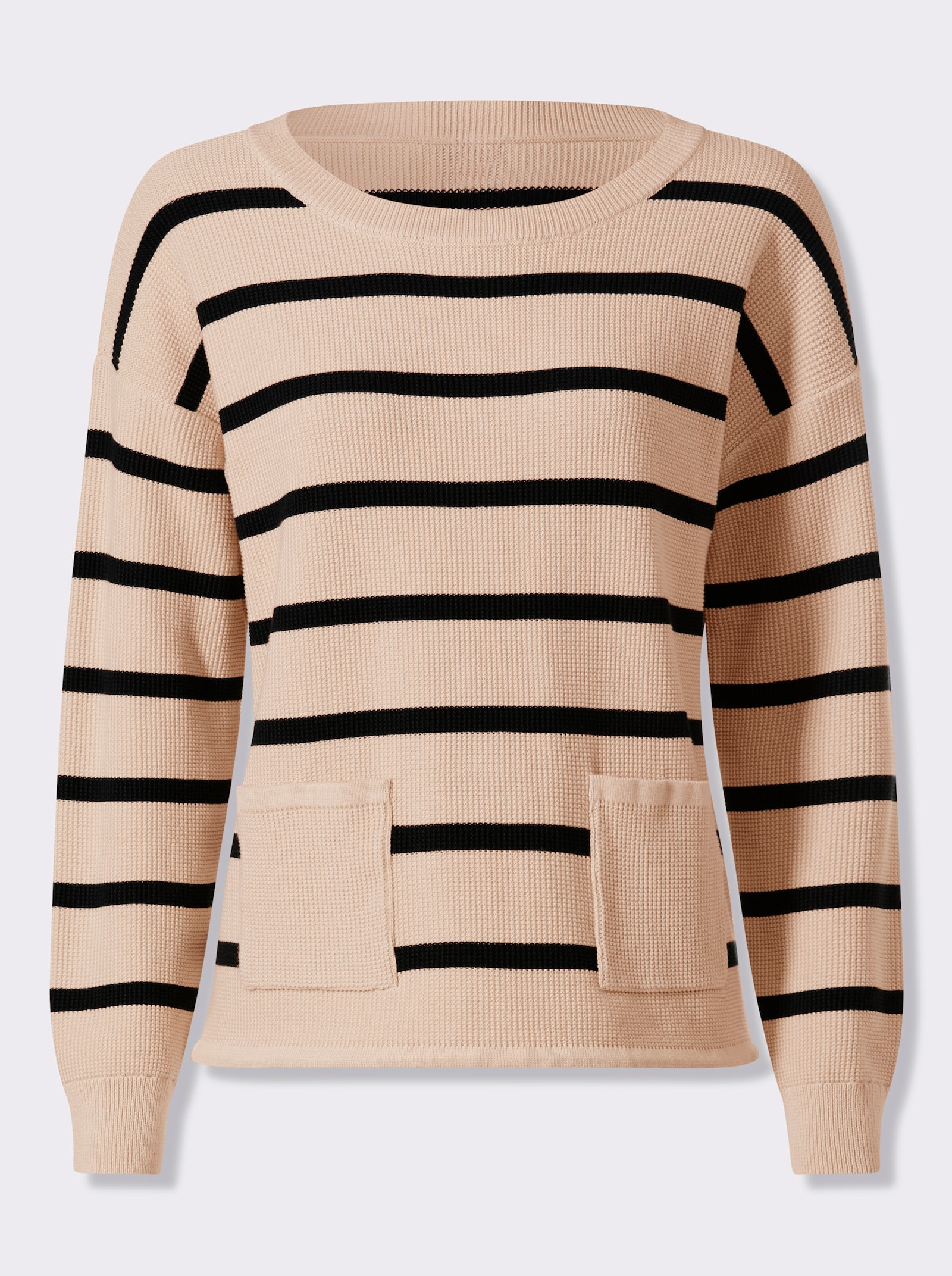 heine Strickpullover mit Ringelstreifen - sand-schwarz-gestreift