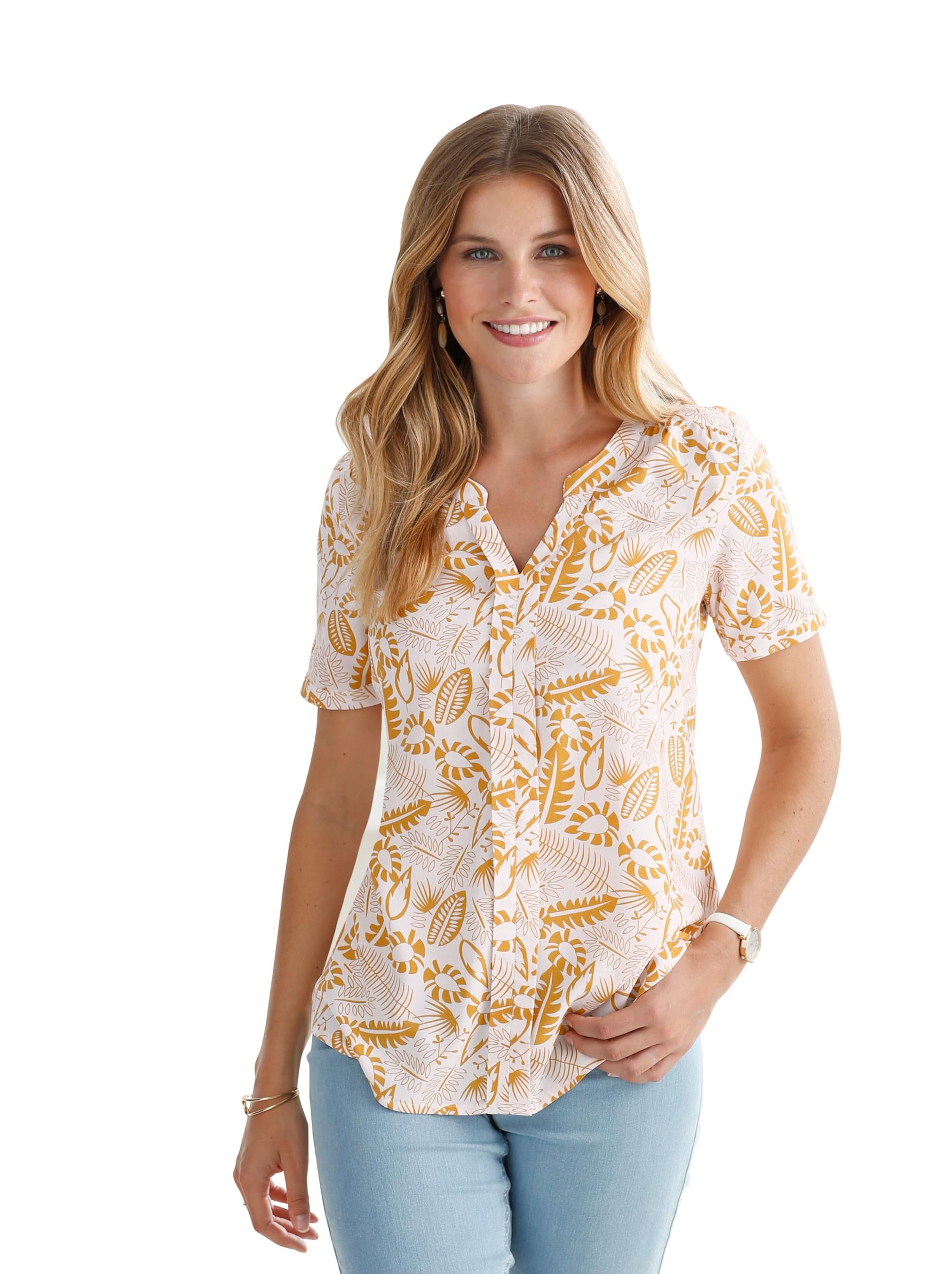 Bluse - ocker-bedruckt