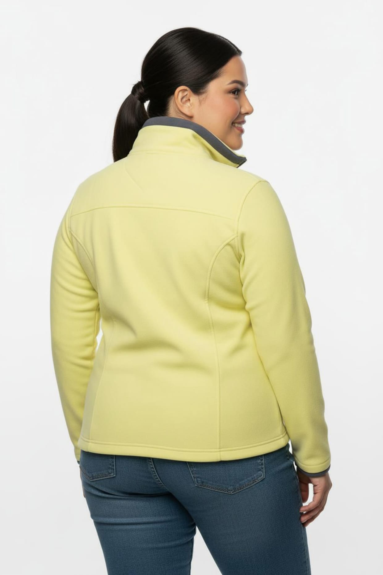 Fleecejacke mit schrägen Reißverschluss-Taschen - zitrone