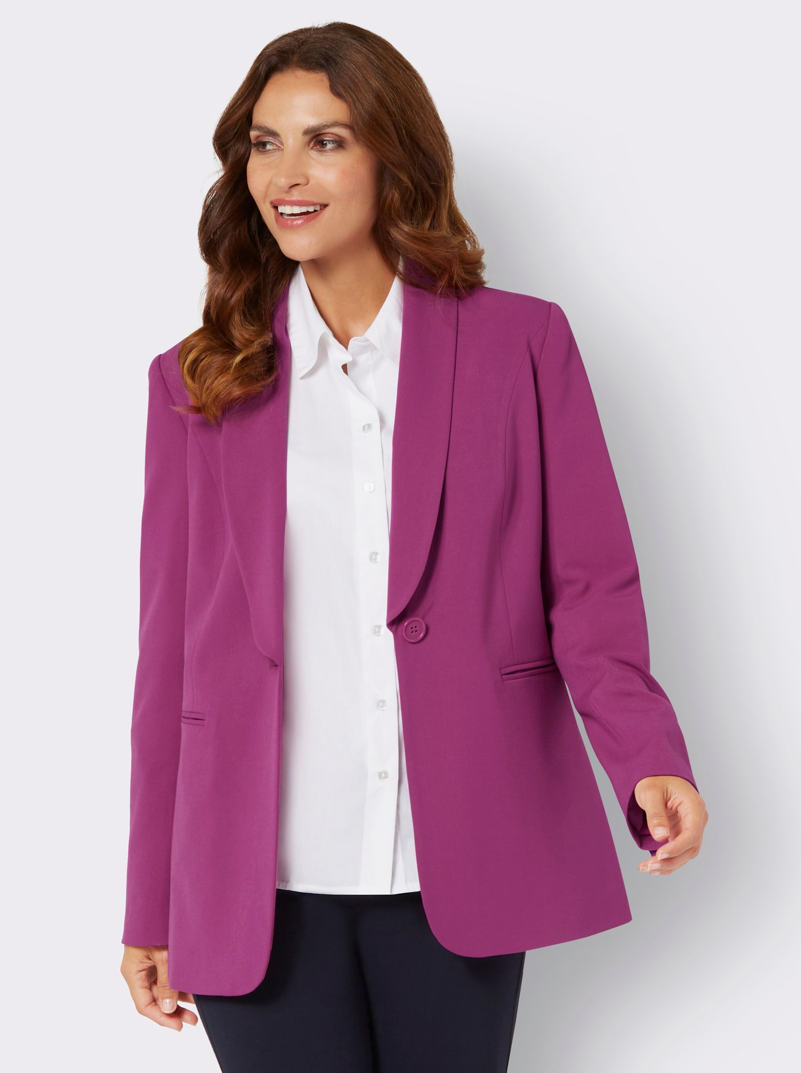 Blazer in langer Form - magenta