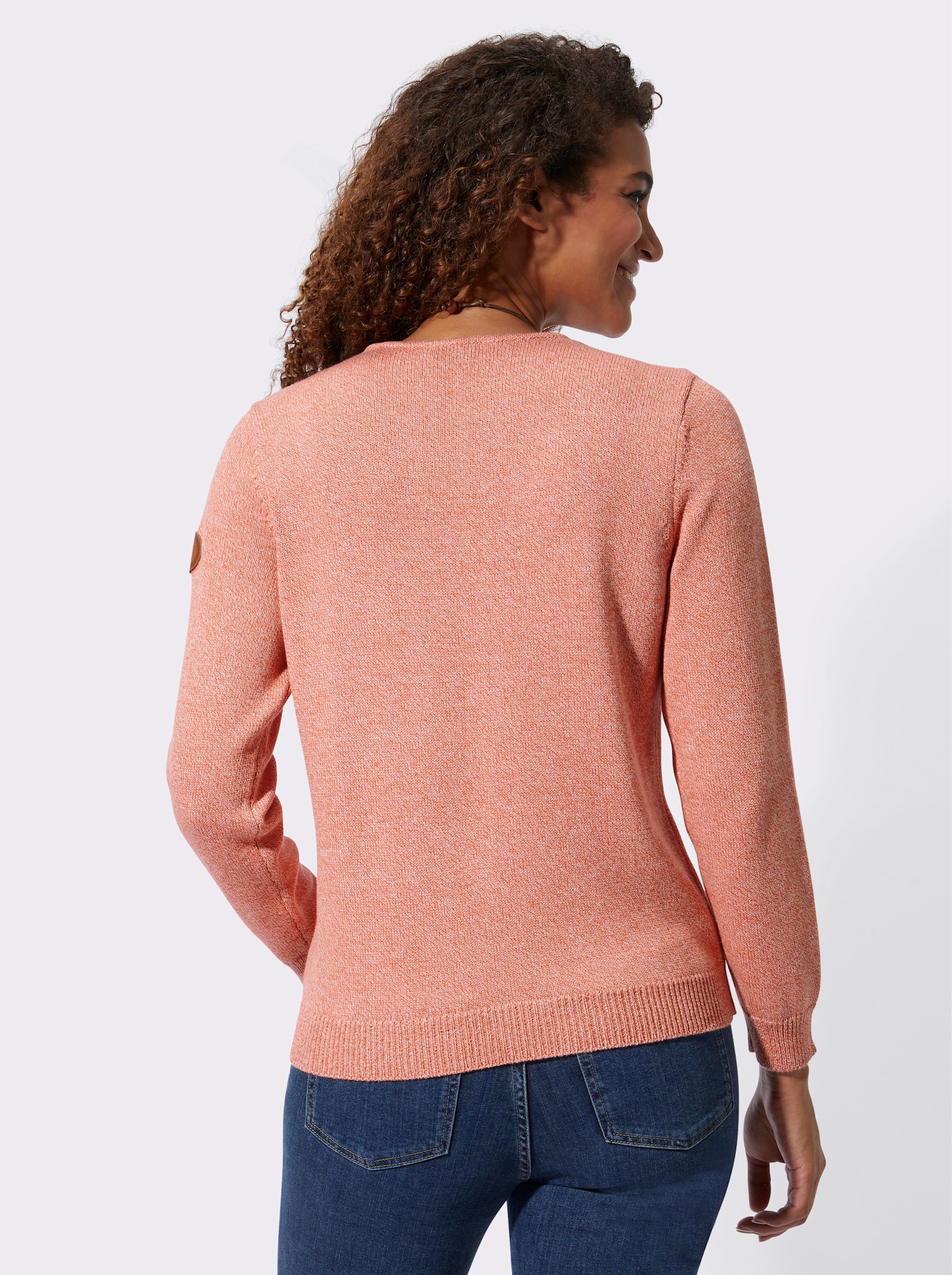 Pulóver s rebrov.zakončeniami - Papájový melír