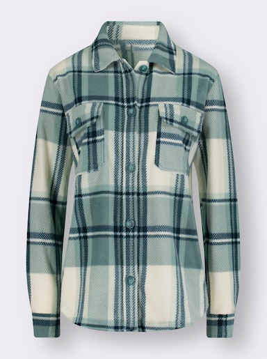 Fleecejacke mit Knöpfen in Horn-Optik - champagner-jade-kariert